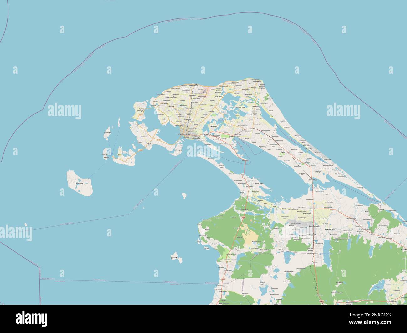 Jaffna, distretto di Sri Lanka. Aprire la mappa stradale Foto Stock