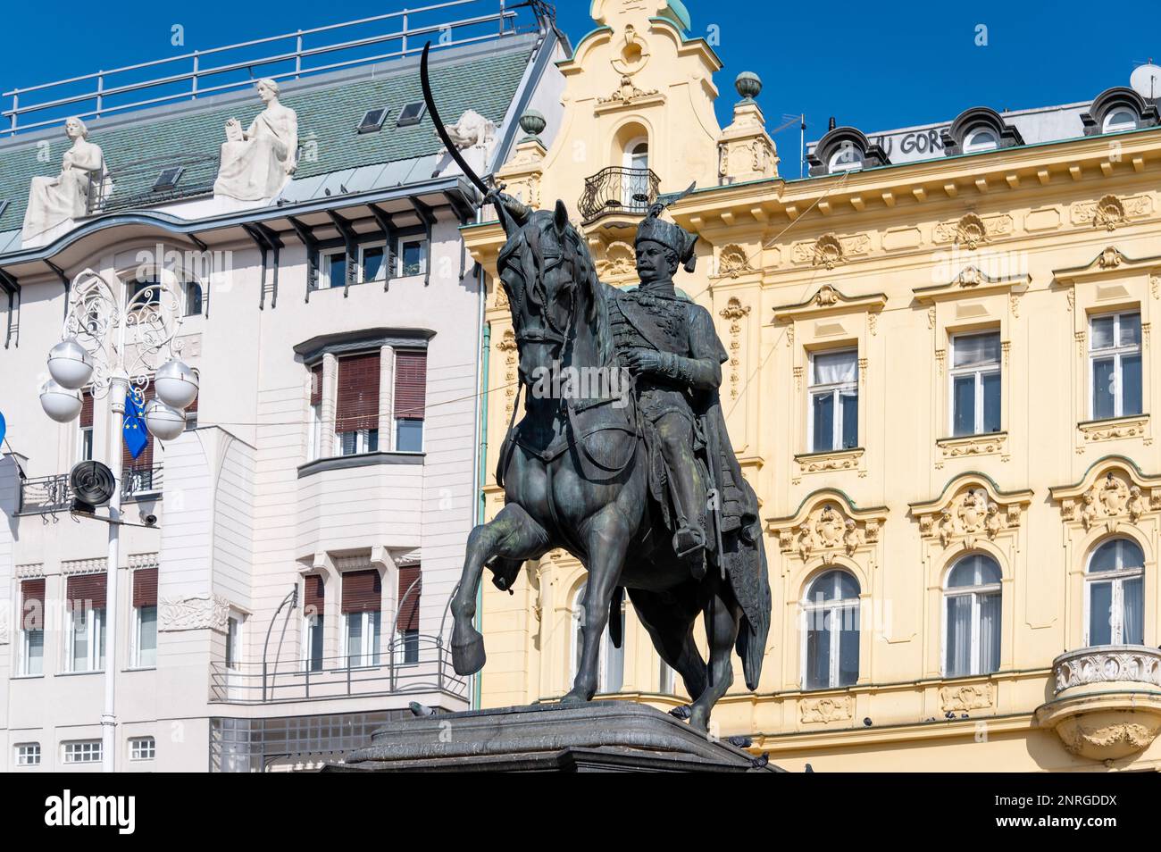 Statua di Ban Josip Jelačić, Zagabria, Croazia Foto Stock