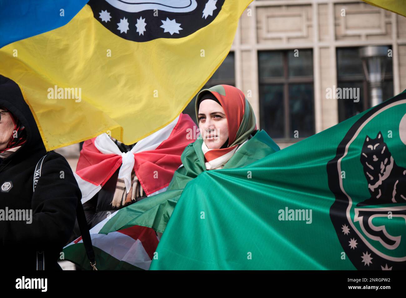 Dimostrazione cecena Bruxelles Foto Stock