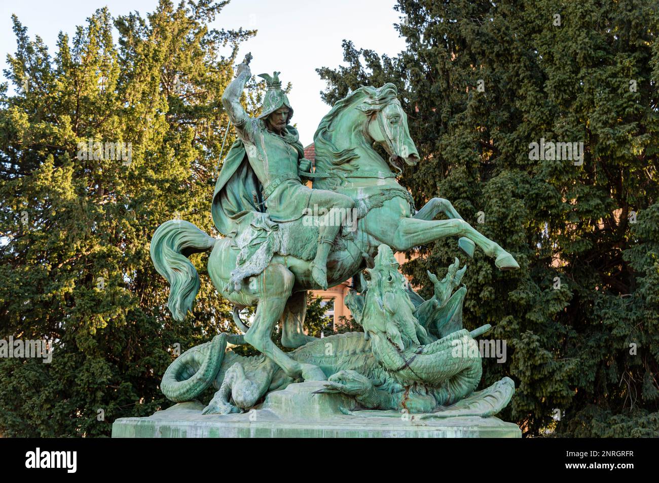 Statua di San Giorgio e del Drago, Zagabria, Croazia Foto Stock