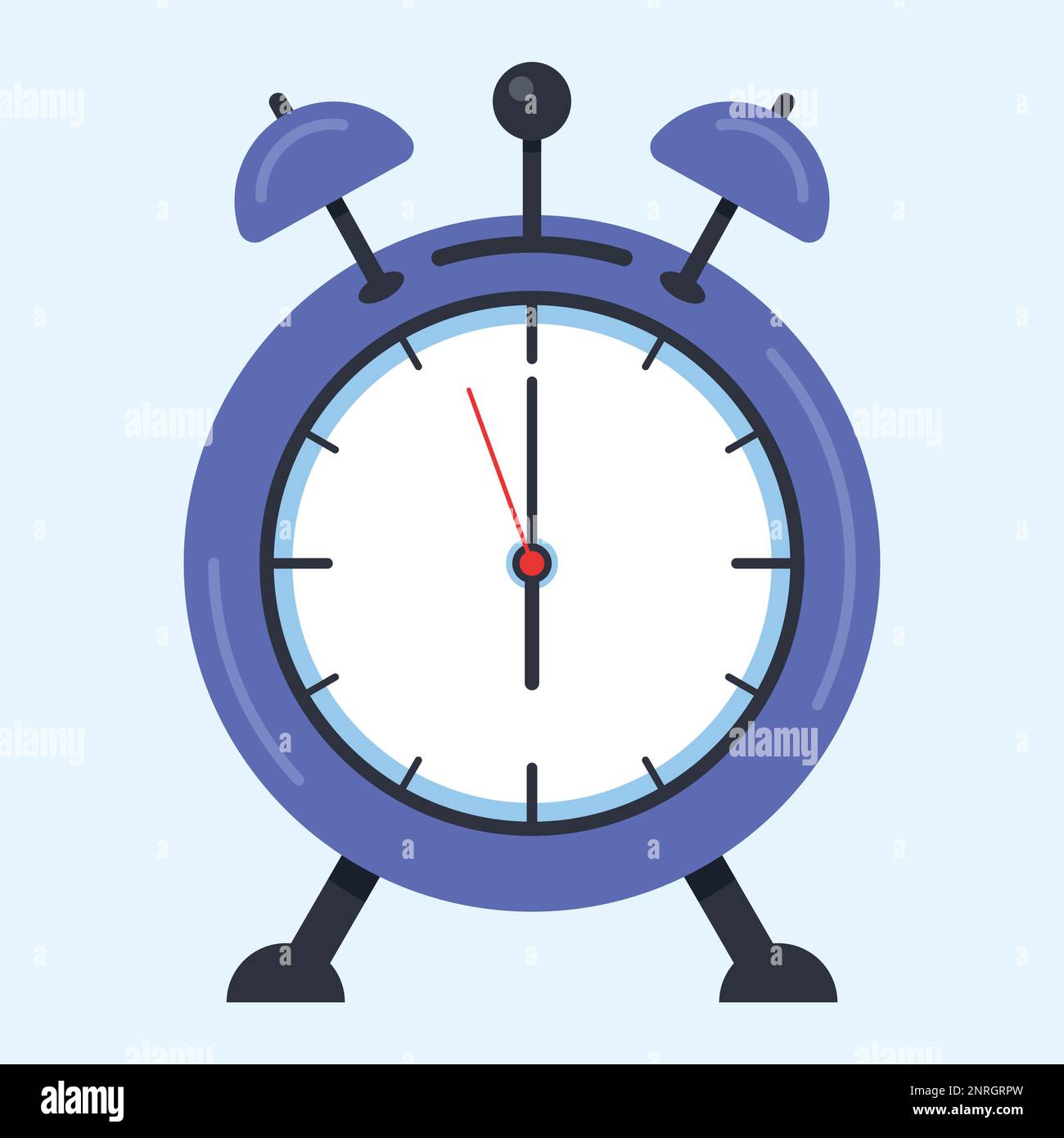 Vecchia figura di sveglia blu in stile piatto. Illustrazione Vettoriale