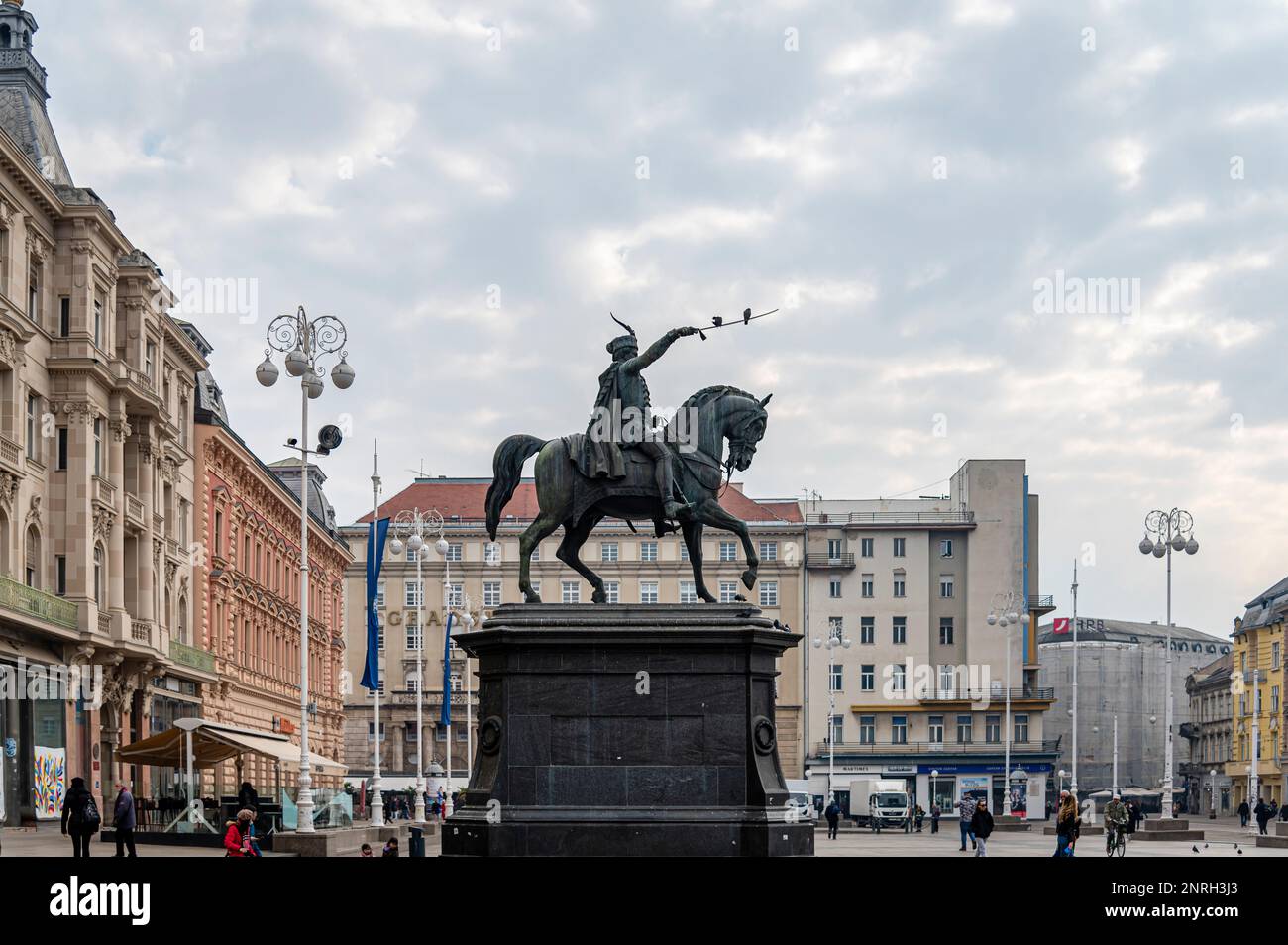 Piazza Ban Josip Jelačić, Zagabria, Croazia Foto Stock