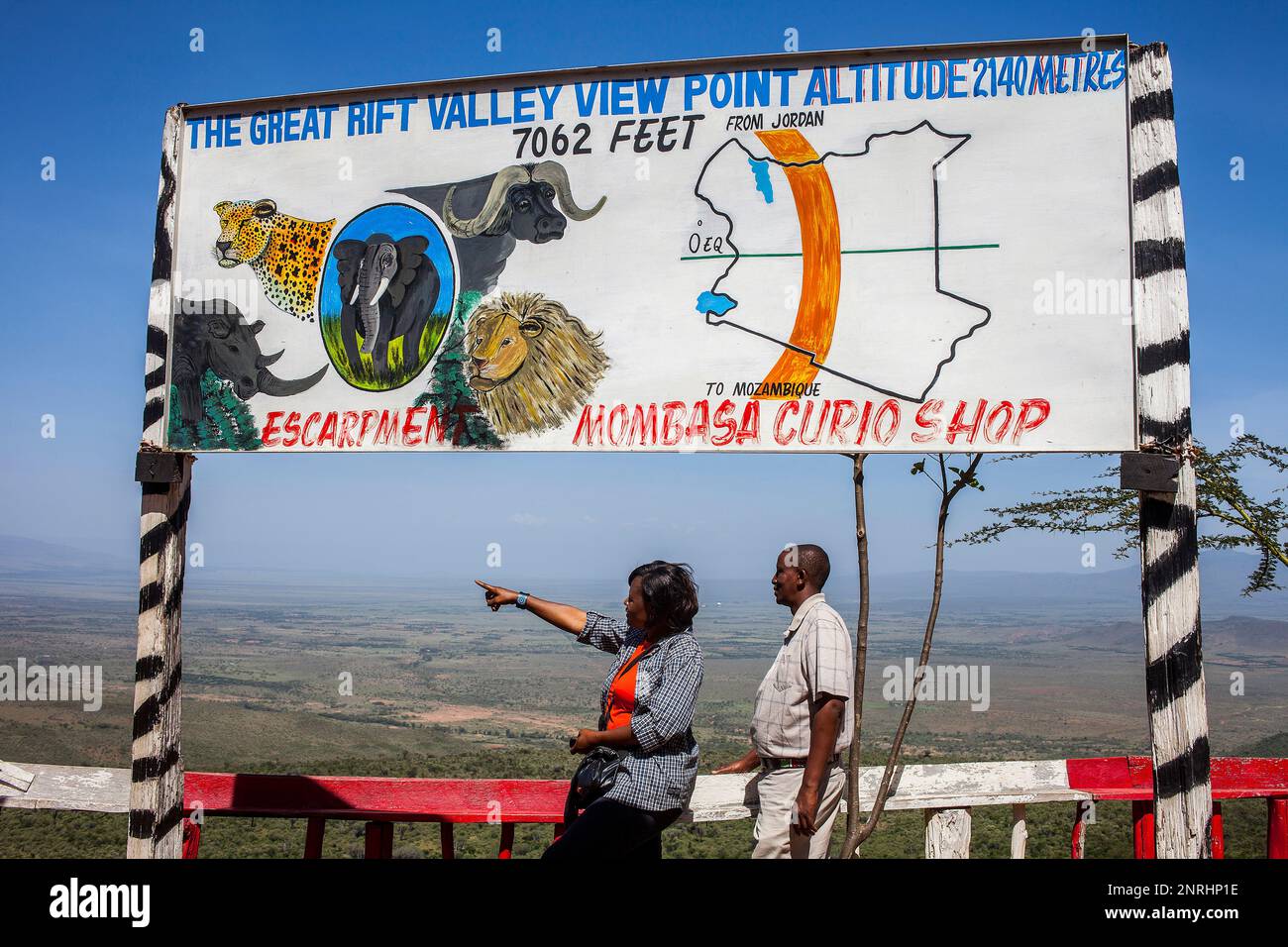 Vista sulla valle del Rift, vicino a Hells Gate National Park, Kenya Foto Stock