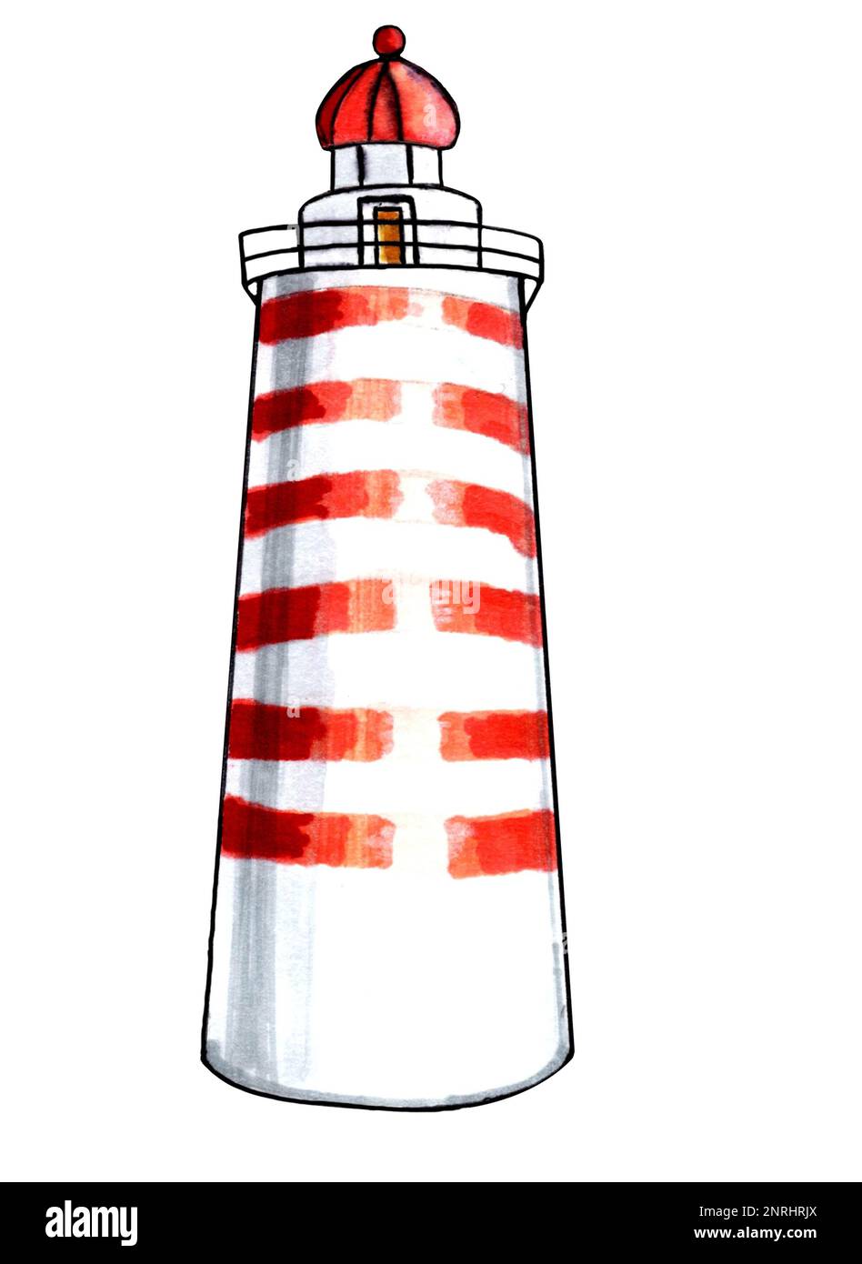 Faro con strisce bianche e rosse. Immagine JPEG vita marina. Foto Stock