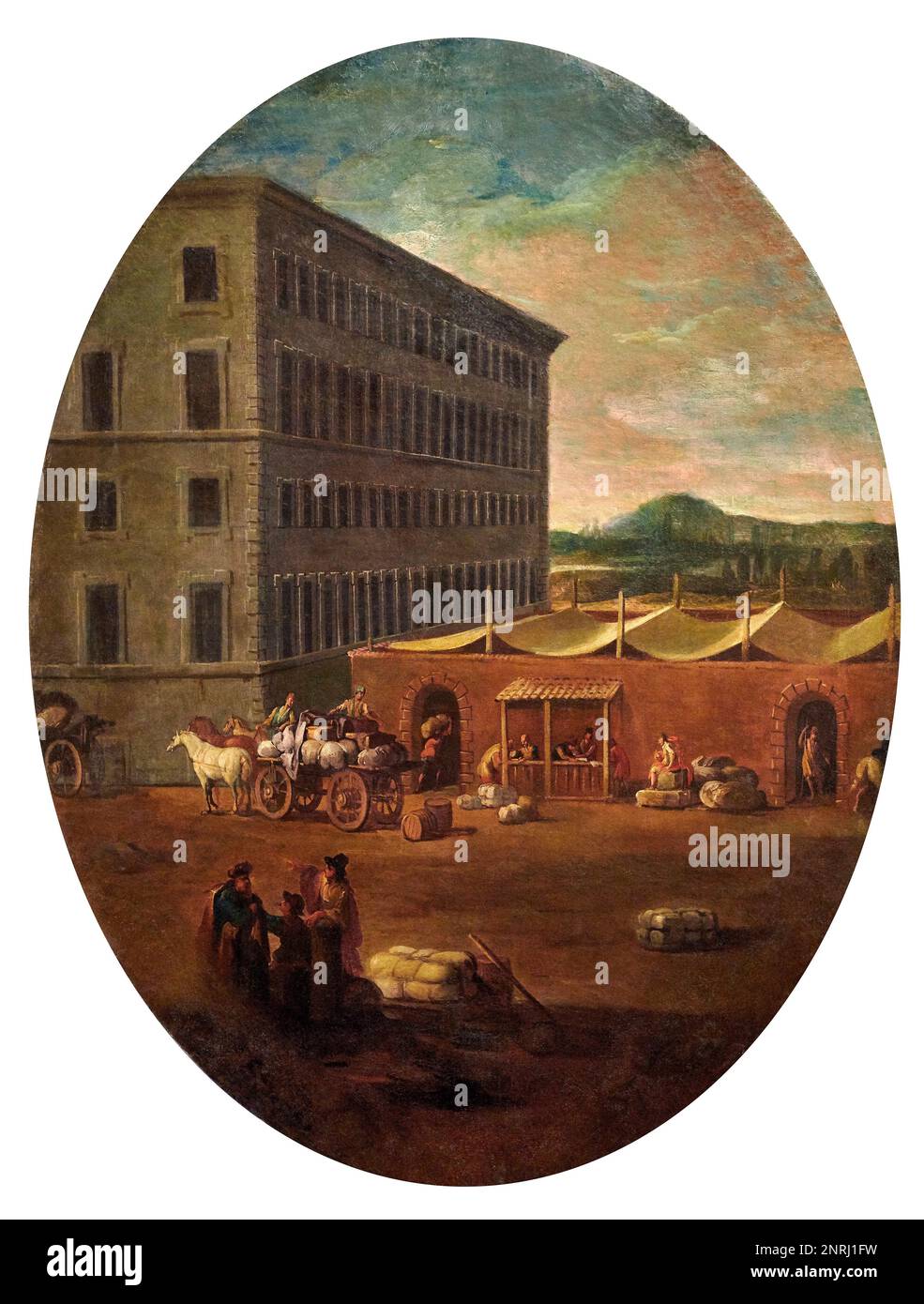 Visita della fiera di Piacenza - olio su tela - Francesco Monti dettato il Brescianino - 1705 - Piacenza, Musei Civici di Palazzo Farnese Foto Stock