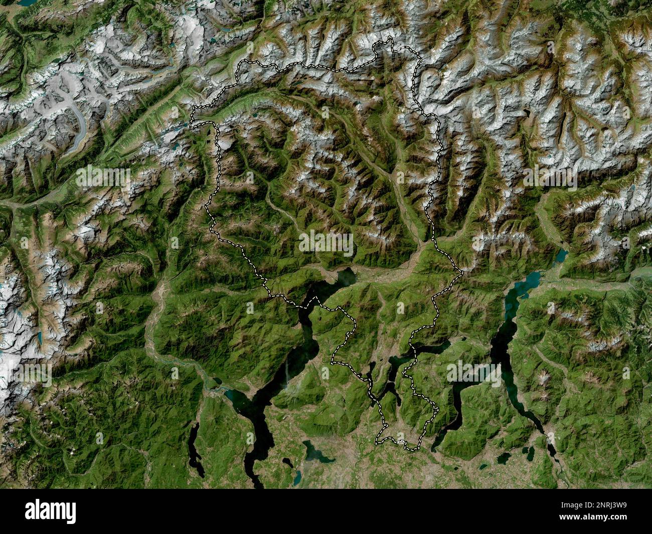 Ticino, cantone della Svizzera. Mappa satellitare ad alta risoluzione Foto Stock