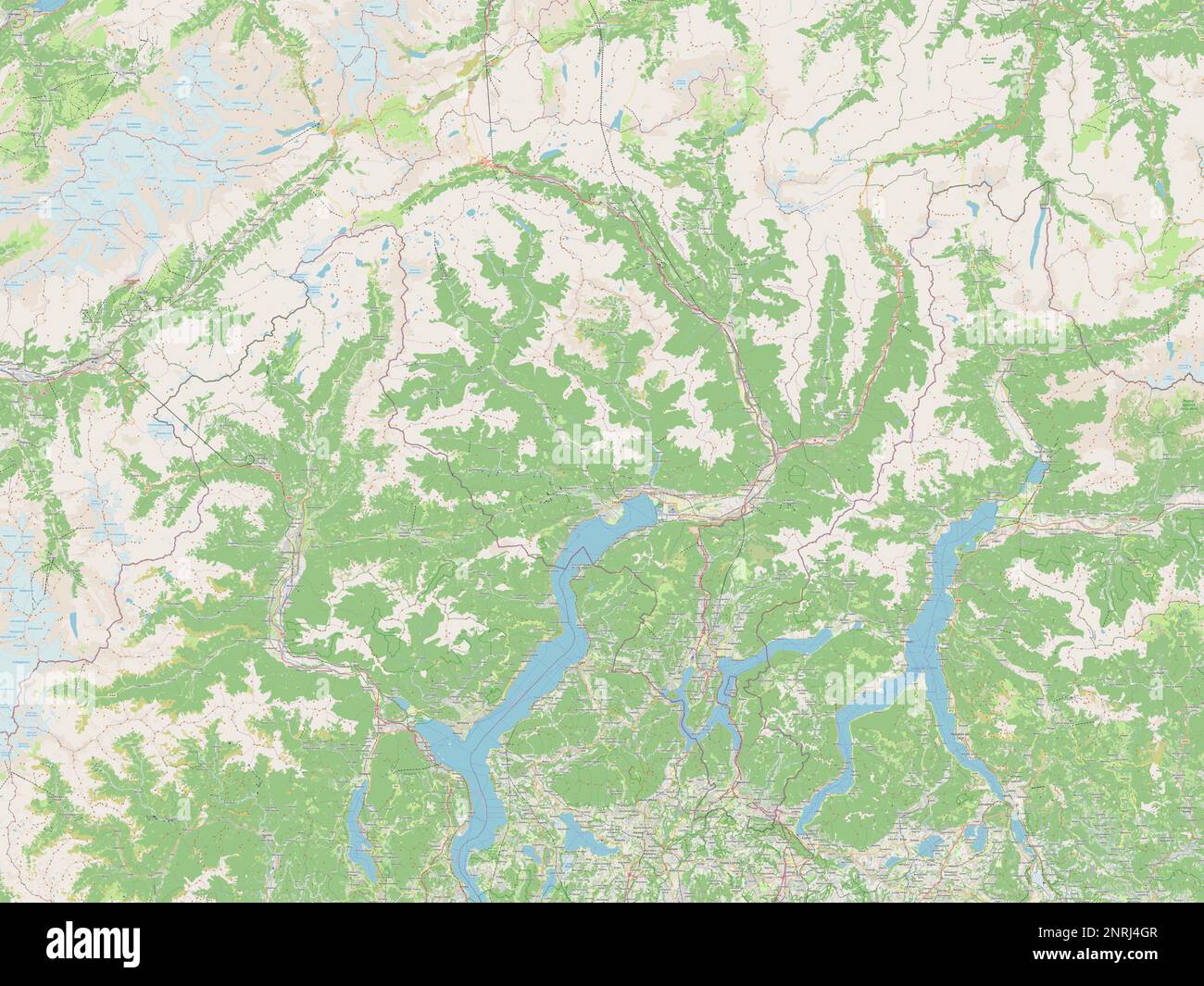 Ticino, cantone della Svizzera. Aprire la mappa stradale Foto Stock