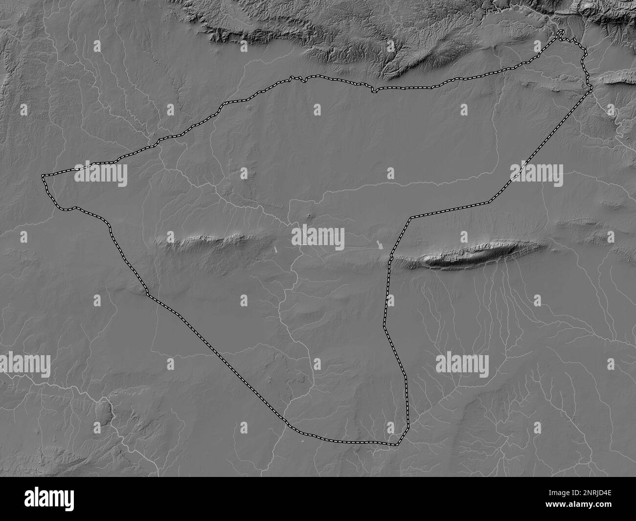 Al Hasakah, provincia della Siria. Mappa altimetrica bilivello con laghi e fiumi Foto Stock