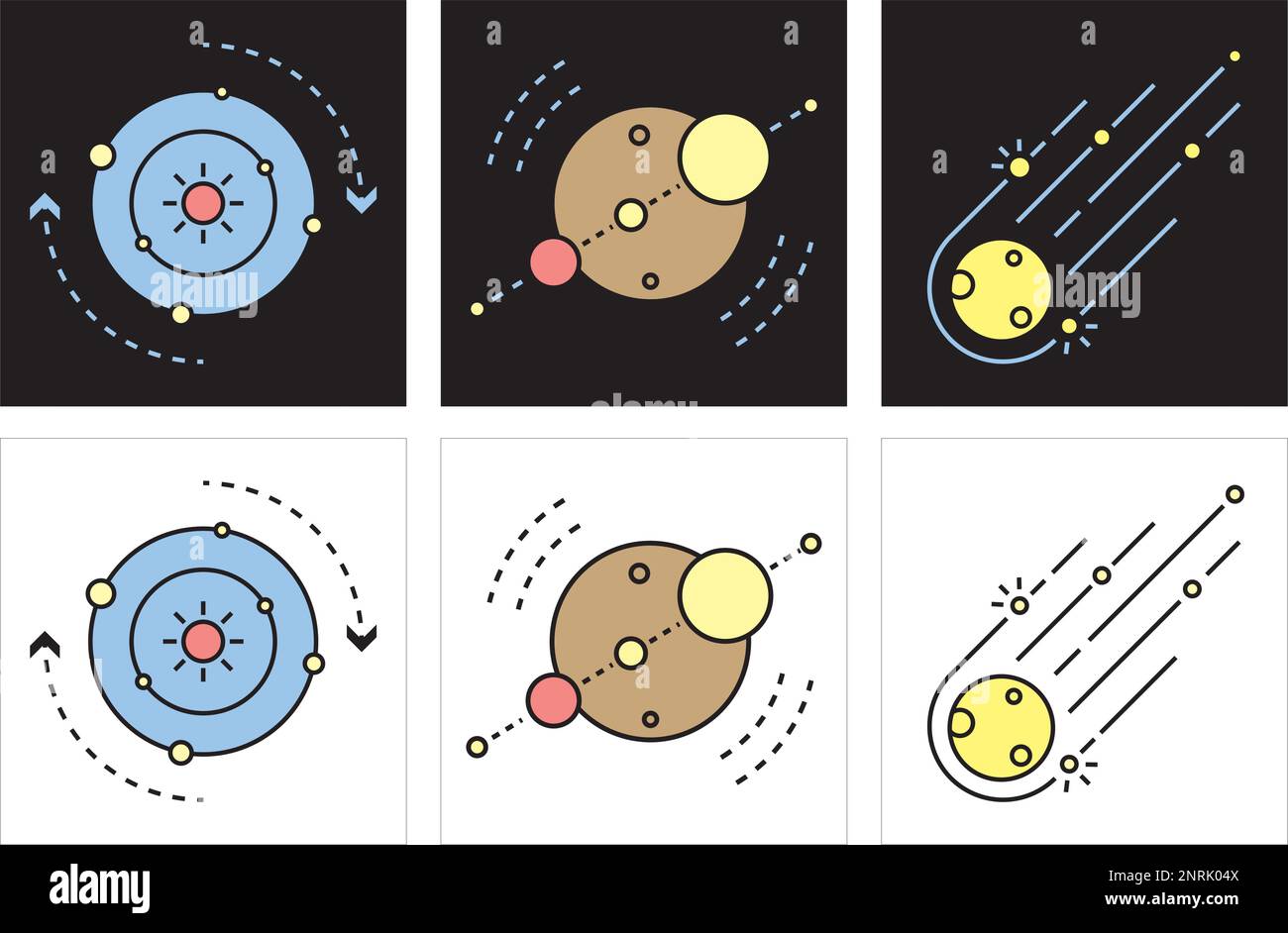 Spazio e pianeti icona vettoriale illustrazione.Scienza spaziale e simboli Astrologia. Icona dell'universo. Illustrazione Vettoriale