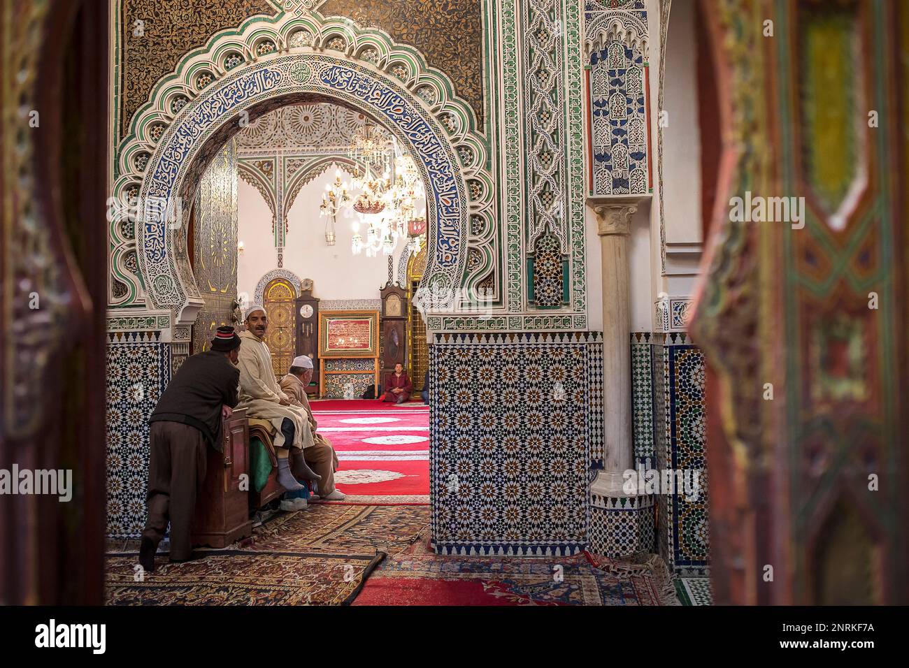 Zaouia (Sepolcro) di Moulay Idriss II, medina di Fez. Il Marocco Foto Stock