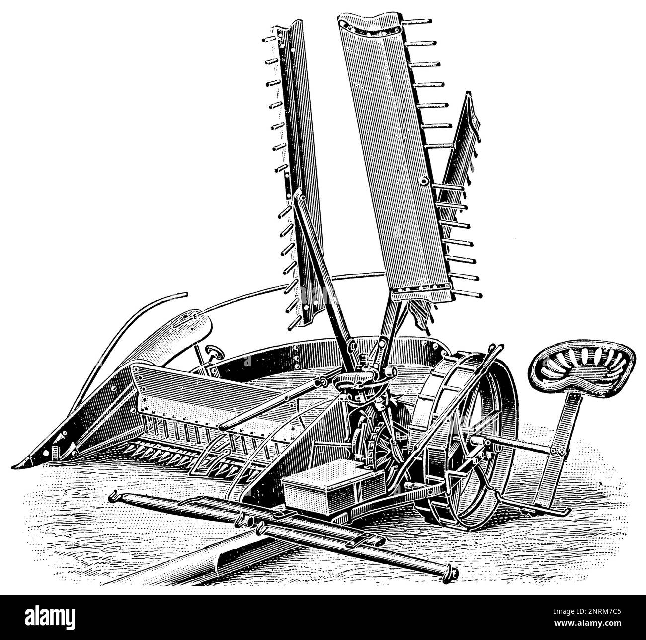 Trebbiatrice di grano. Pubblicazione del libro 'Meyers Konversations-Lexikon', Volume 2, Lipsia, Germania, 1910 Foto Stock