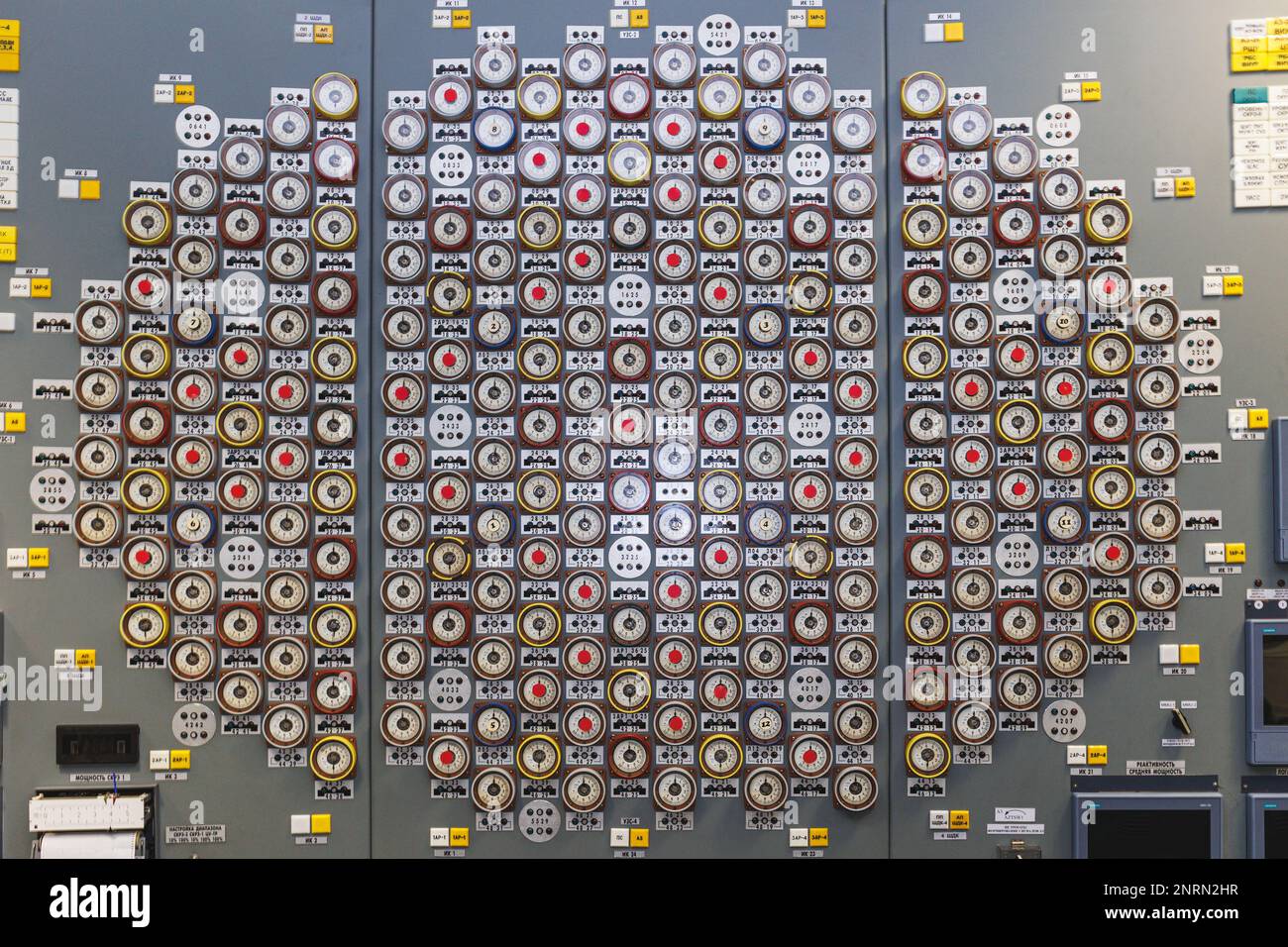 Visaginas, Lituania - 2023 febbraio 26: Centrale nucleare di Ignalina. Pannello di controllo identico alla centrale di Cernobyl. ph di alta qualità Foto Stock