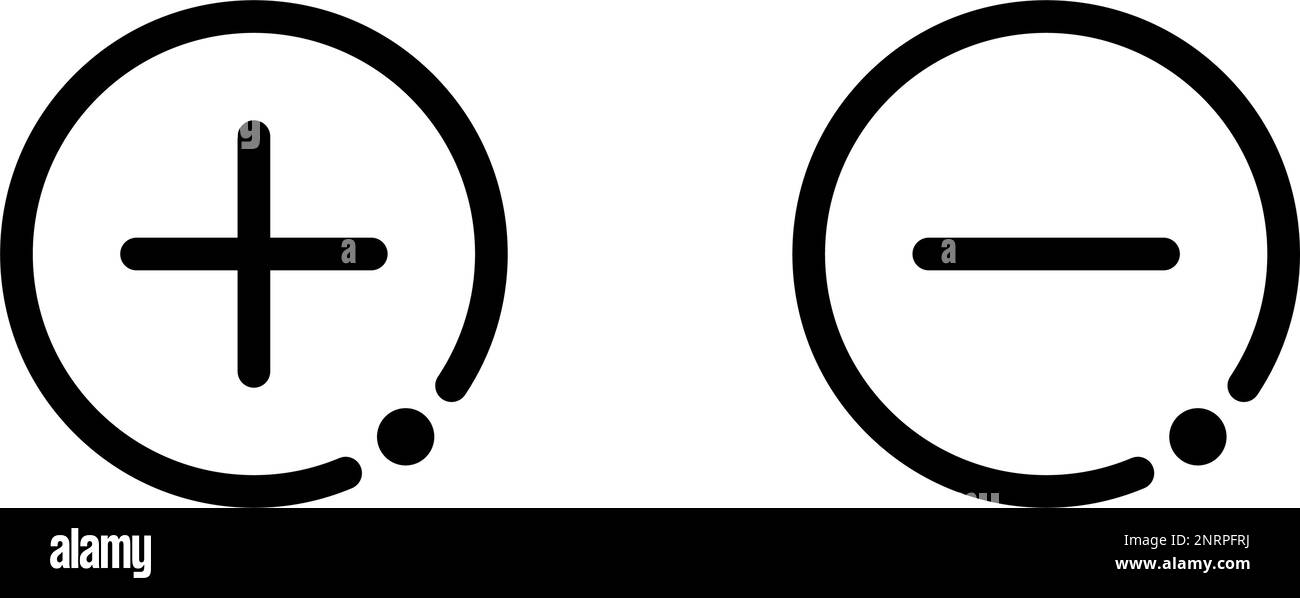 Segni più e meno moderni. Vettori modificabili. Illustrazione Vettoriale