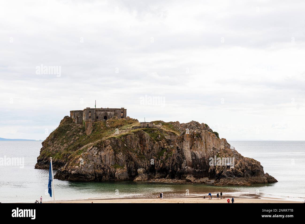 St Catherine’s Island, Tenby, Galles del Sud, Regno Unito. Tidal Island situato ai piedi di Castle Beach, Tenby, Pembrokeshire, Fortezza Napoleonica, Foto Stock