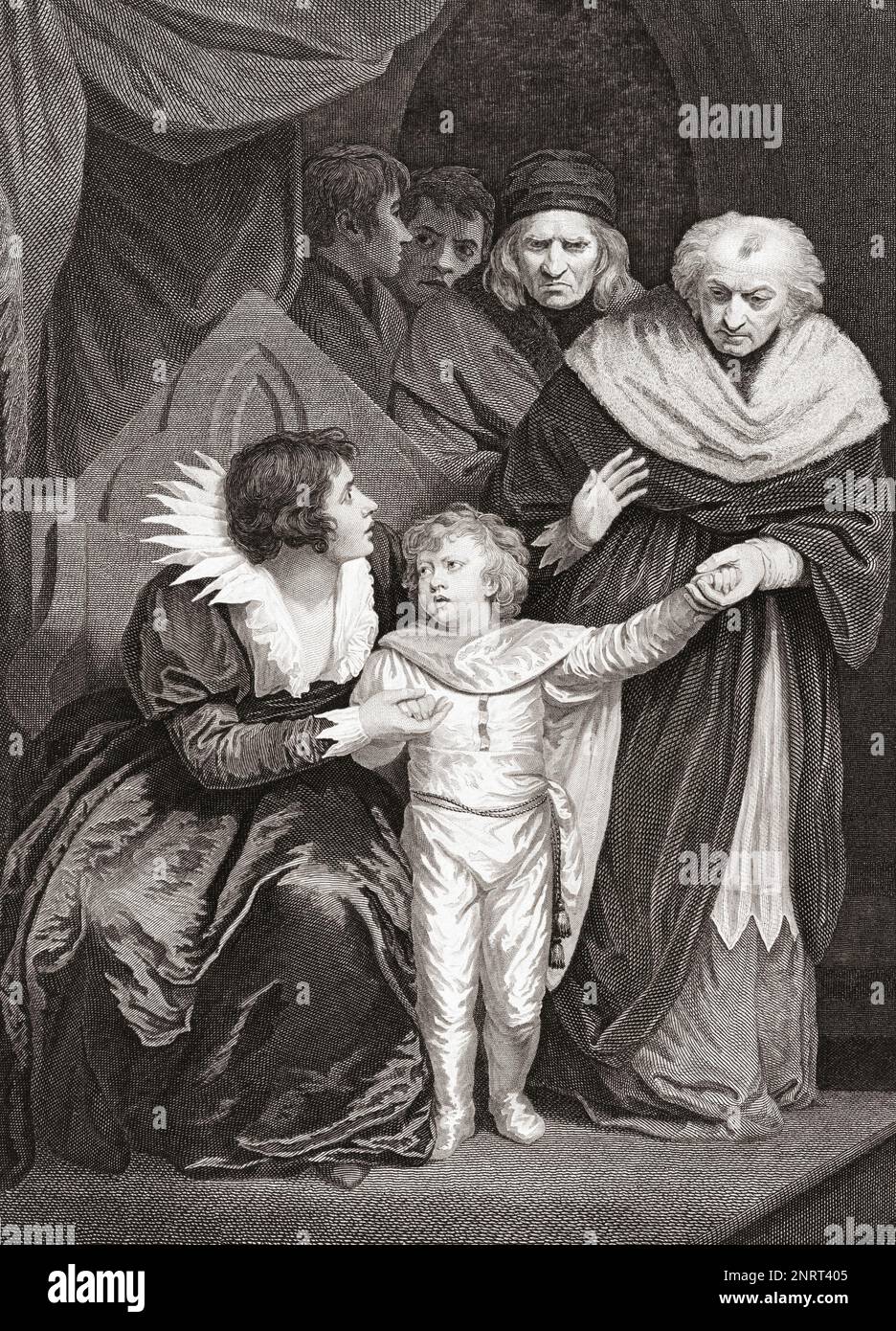 Il Duca di York, fratello del re Edoardo V dimise dalla Regina. La regina consorte, sua madre, era Elizabeth Woodville, più tardi conosciuta come Dame Elizabeth Grey. Richard di Shrewsbury, Duca di York e suo fratello maggiore Edoardo V, il re deposto d'Inghilterra, erano i principi della Torre. Dopo una stampa di James Fittler dal lavoro di John Opie originariamente apparso nella Robert Bowyer's Historic Gallery, pubblicato tra il 1793 e il 1806. Foto Stock