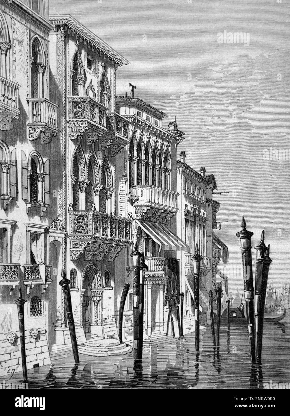 Palazzo ferro fini (c Gola), Palazzo Veneziano, sul Canal Grande Venezia Italia. Vintage Engraving o Illustration1862 Foto Stock