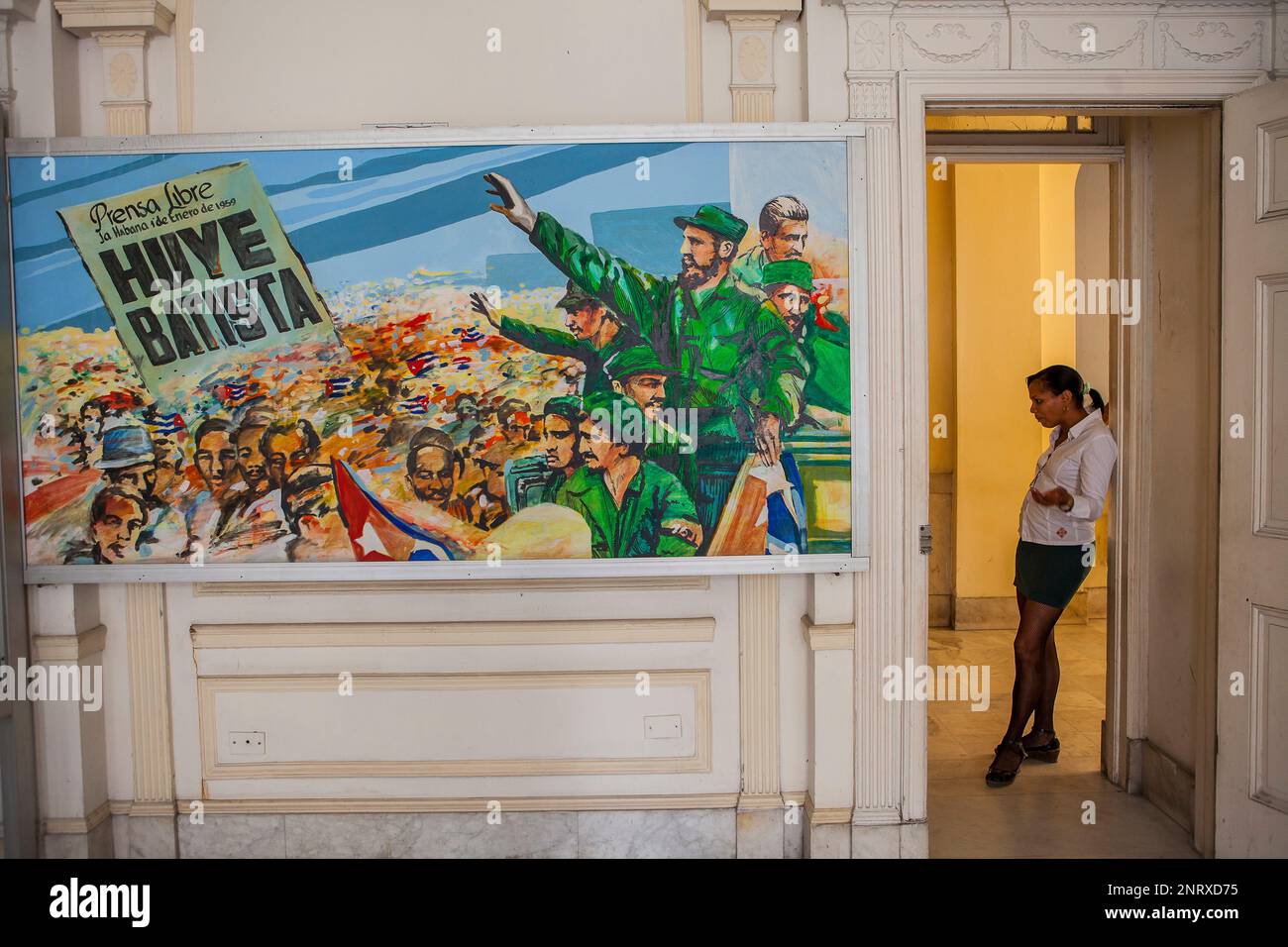 Murale, nel museo della rivoluzione (Museo de la Revolucion). La Habana, Cuba. Foto Stock