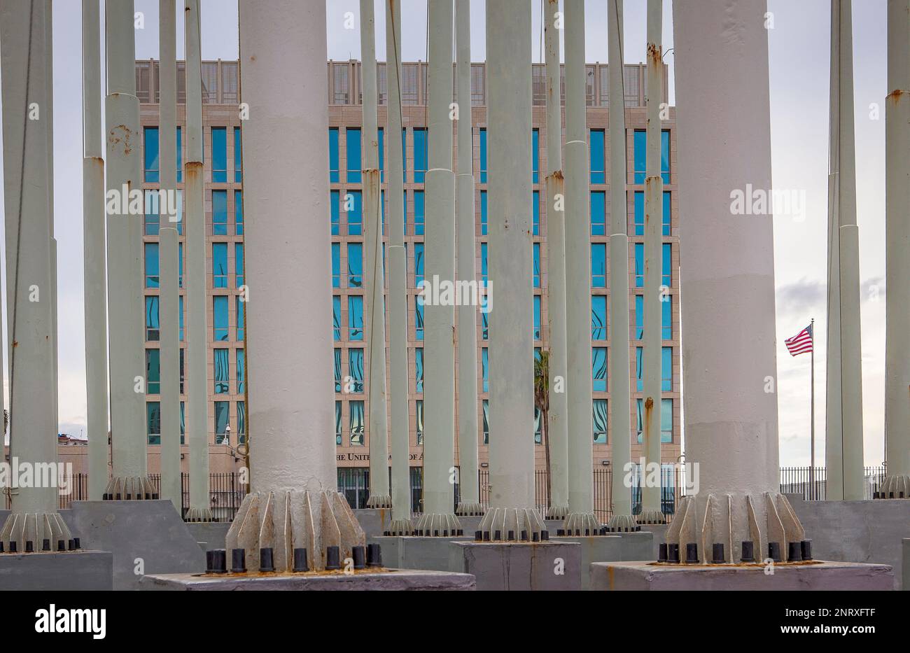 Foresta di flag, in anti-imperialista Tribune Jose Marti e Ambasciata degli Stati Uniti d'America,138 bandiere nella foresta delle bandiere sono state ri Foto Stock