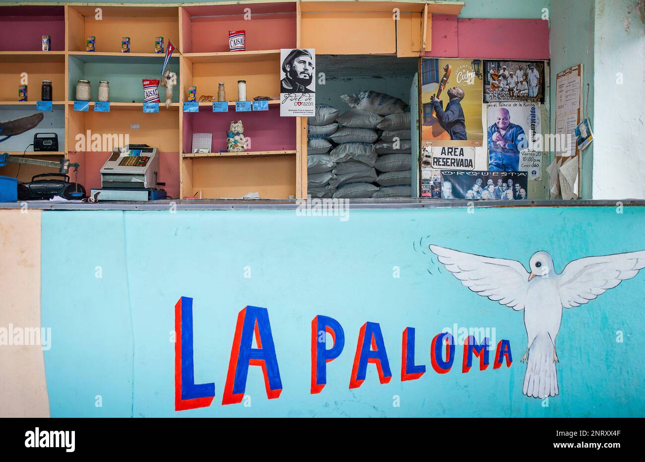 Dettaglio, fruttivendolo 'La Paloma", i prodotti forniti dallo Stato, a prezzi controllati,Centro Habana district, La Habana, Cuba Foto Stock