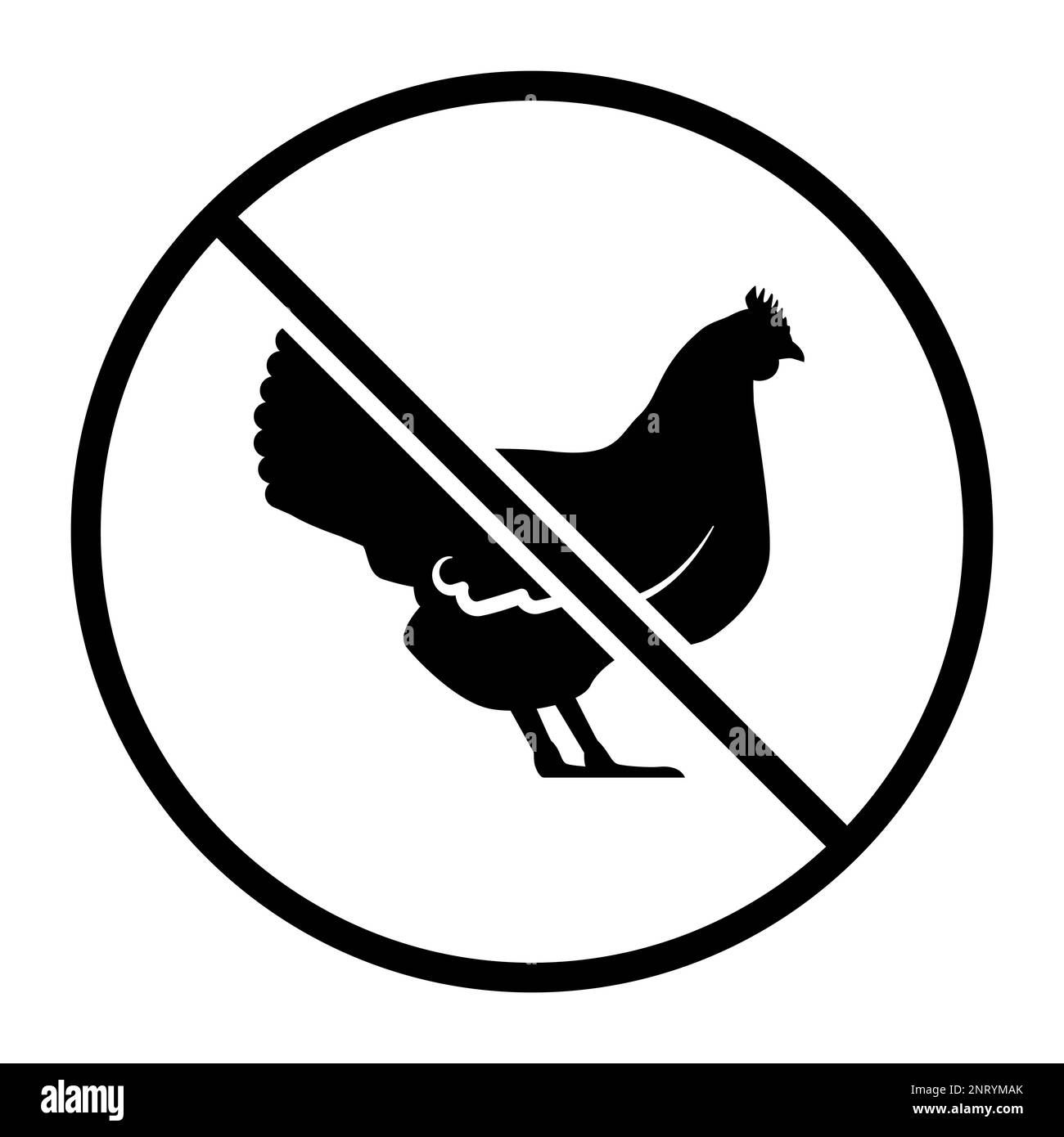 Nessun pollo e pollame un colore vettore icona Illustrazione Vettoriale