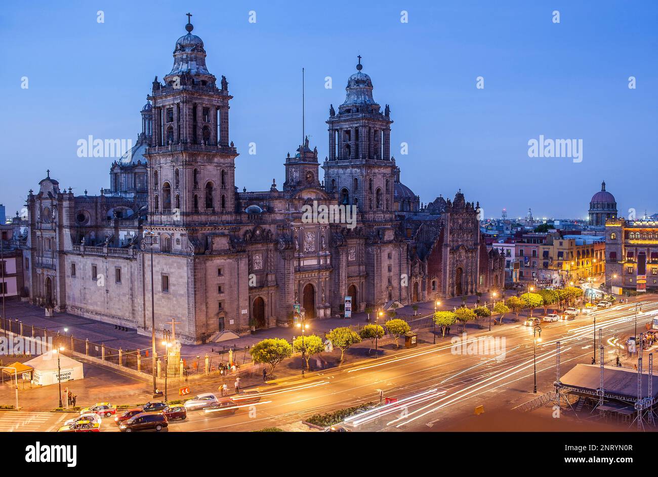 La Cattedrale Metropolitana, in Plaza de la Constitución, El Zocalo, Zocalo Square, Città del Messico, Messico Foto Stock