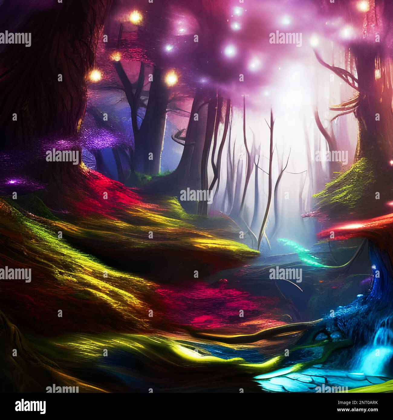 Astratta raffigurazione di foresta colorata. Foto Stock