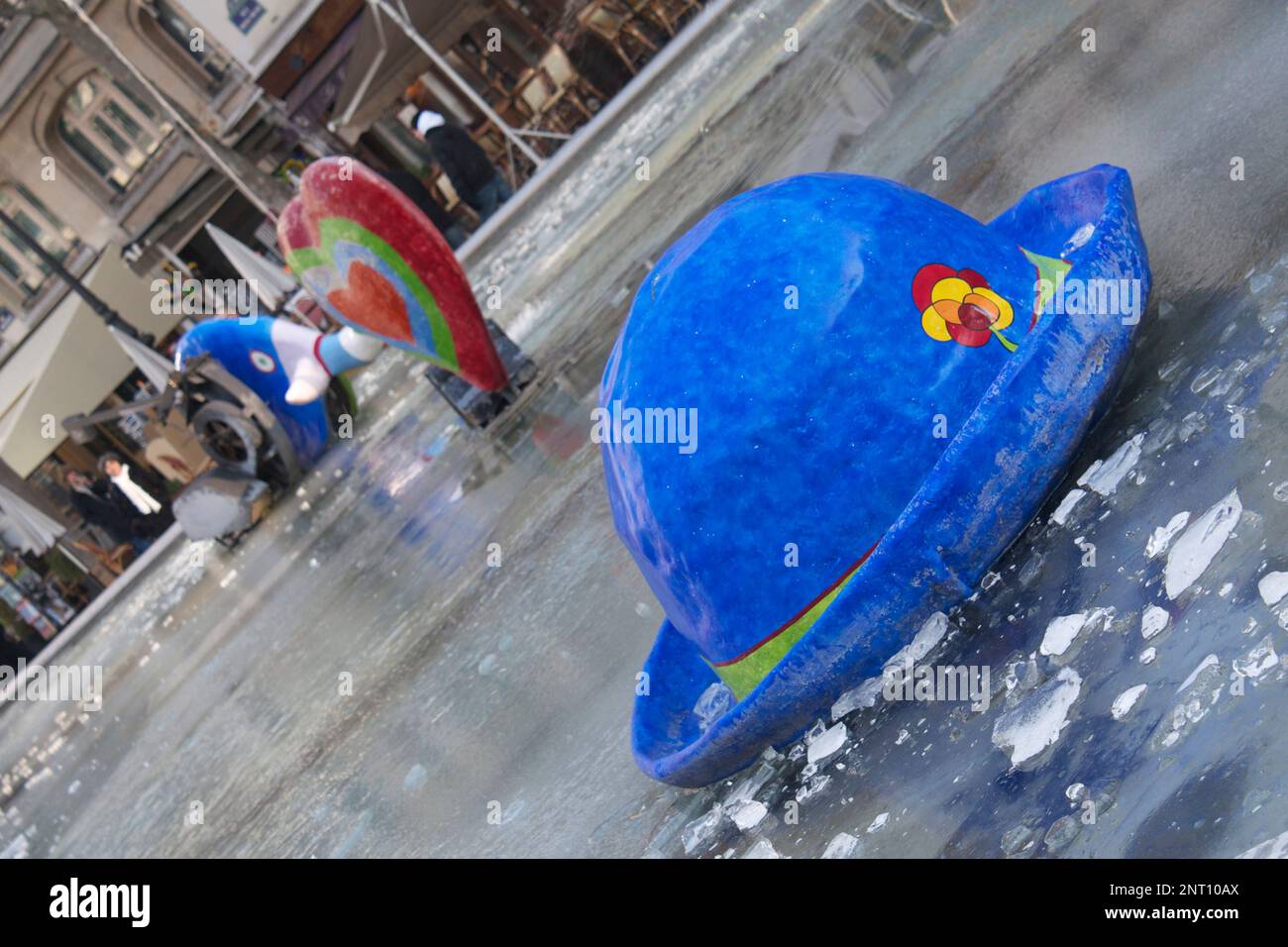 Sculture in Fontana Stravinsky, Parigi, Francia Foto Stock