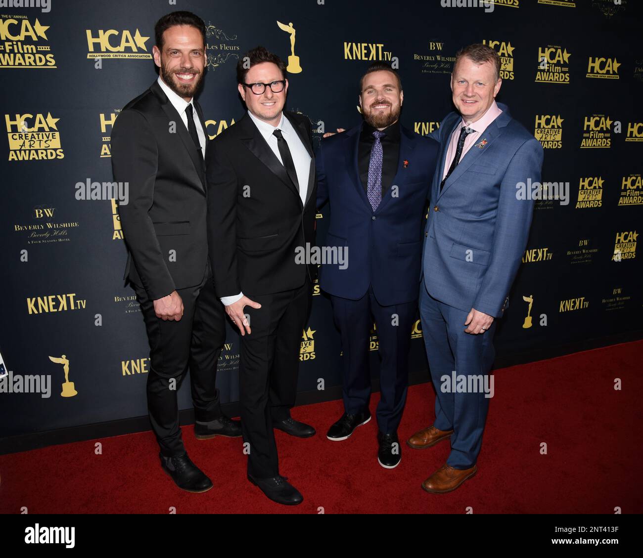 24 febbraio 2023 - Beverly Hills, California - (L-R) Pierre Perifel, Damon Ross, Joel Crawford e Mark Swift. Hollywood Critics Association's 2023 HCA Film Awards at Beverly Wilshire, A Four Seasons Hotel (Credit Image: © Billy Bennight/AdMedia via ZUMA Press Wire) SOLO PER USO EDITORIALE! Non per USO commerciale! Foto Stock