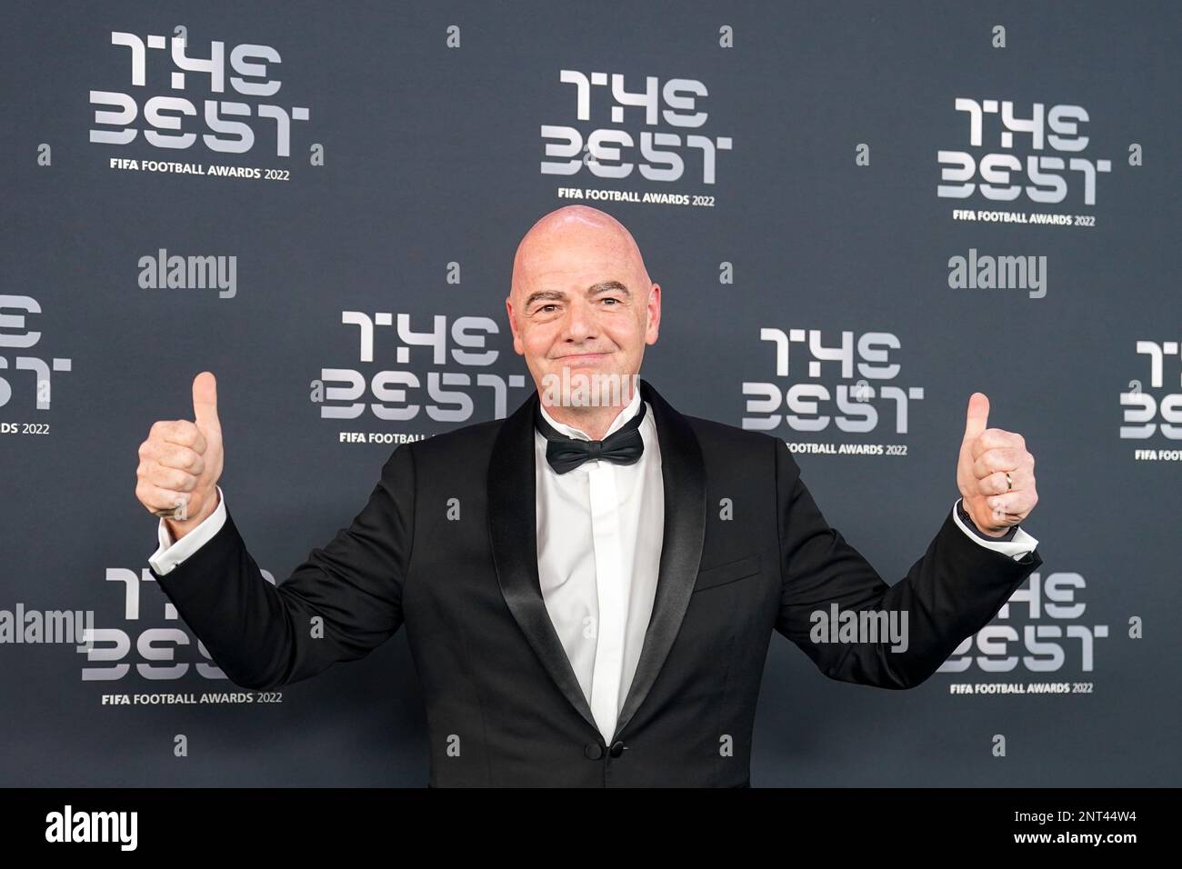 Parigi, Francia. 27th Feb, 2023. Parigi, Francia, 27th 2023 febbraio: Il presidente della FIFA Gianni Infantino arriva ai migliori FIFA Football Awards 2022 alla Salle Pleyel di Parigi, Francia. (Daniela Porcelli/SPP) Credit: SPP Sport Press Photo. /Alamy Live News Foto Stock