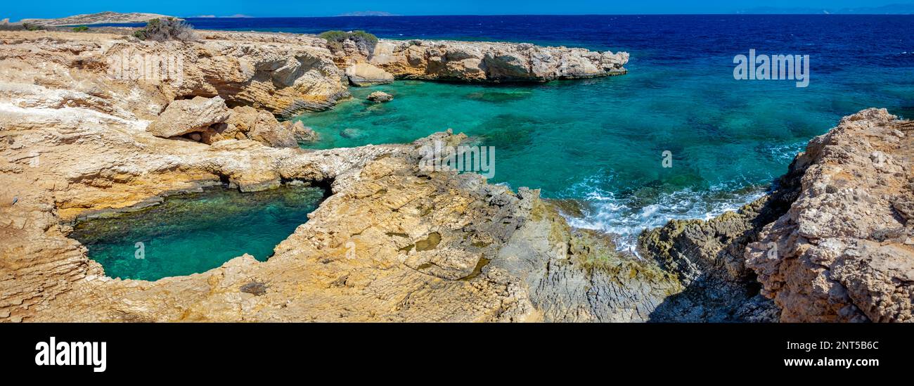 Grecia, Cicladi, Cicladi minori, Isole Koufonissia, piscina naturale Foto Stock