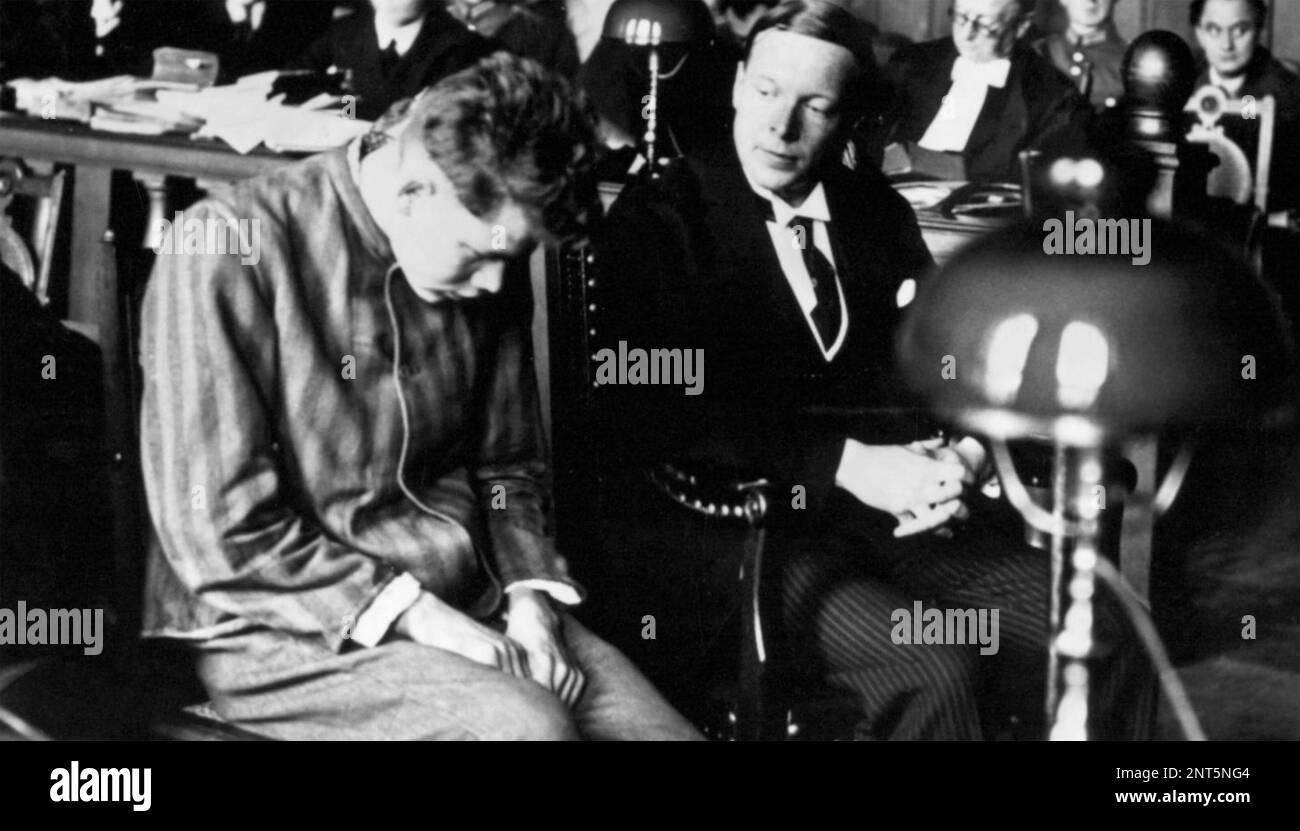 FUOCO DI REICHSTAG 27 febbraio 1933. Marinus van Lubbe in prova Foto Stock