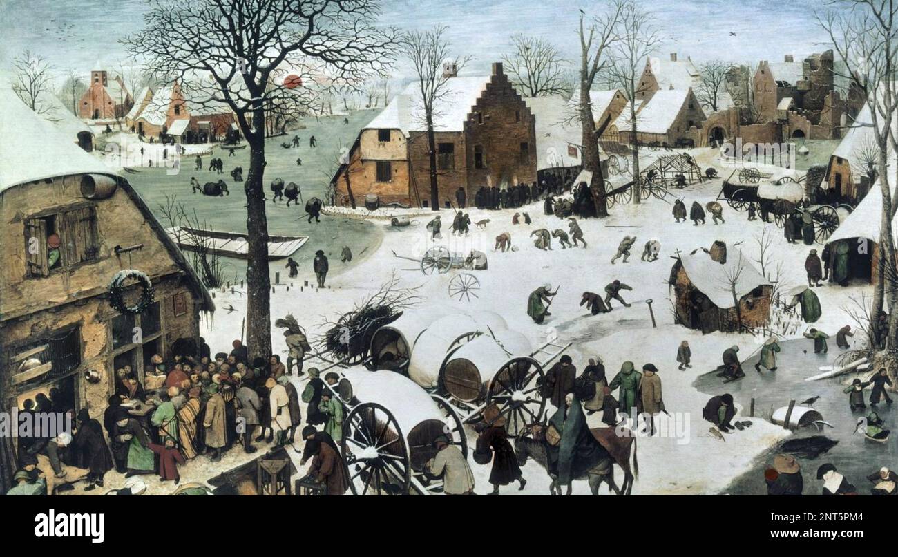 IL CENSIMENTO A BETLEMME di Pieter Bruegel il Vecchio circa 1566 Foto Stock