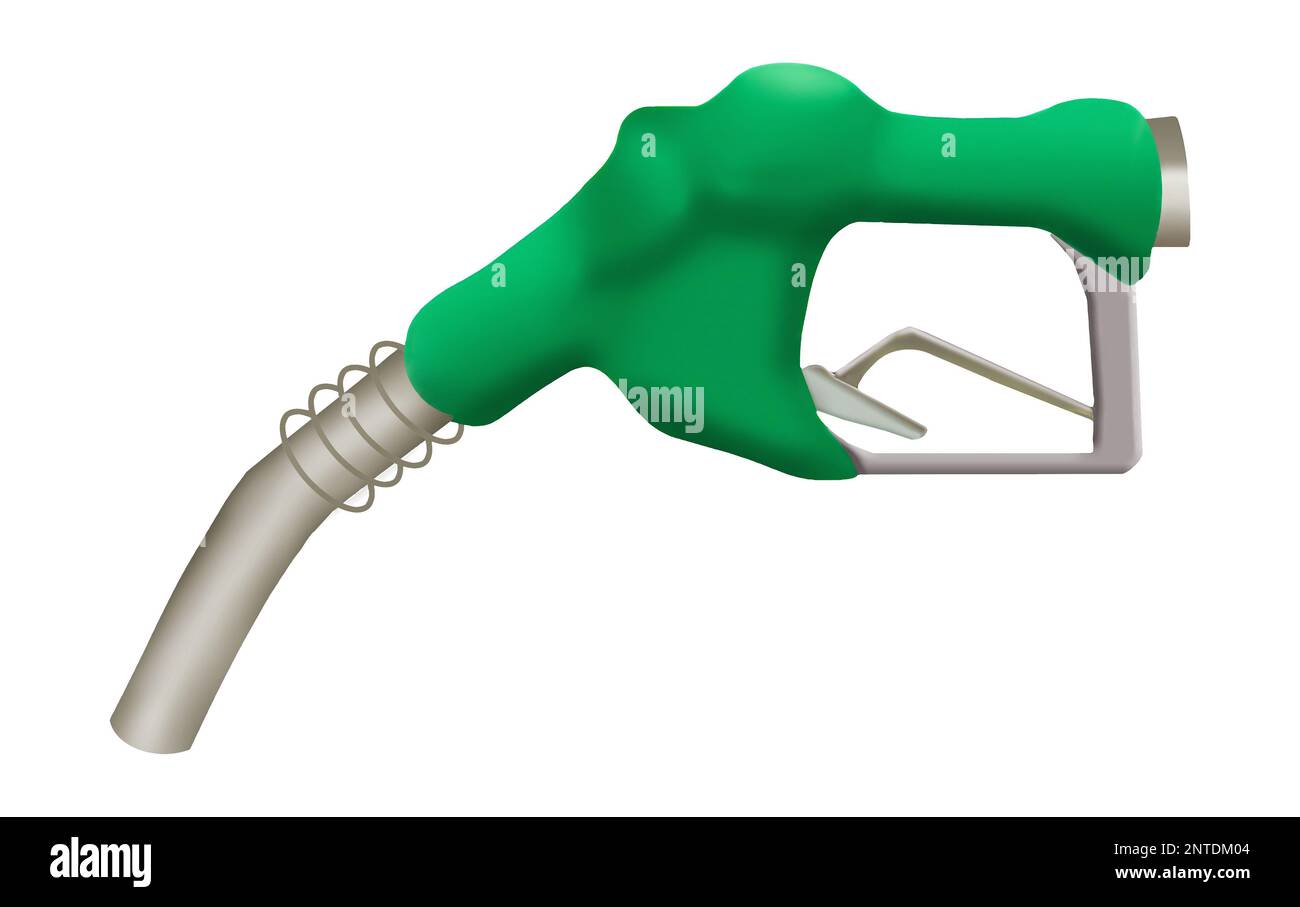 Ecco un ugello della pompa di benzina che è una risorsa grafica e un'illustrazione 3-d. Foto Stock