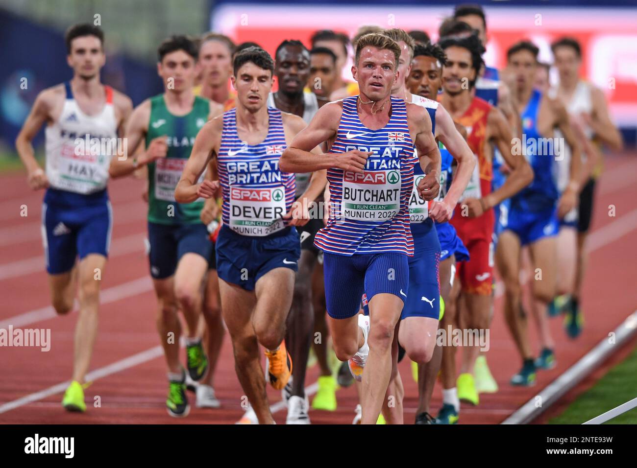 Andrew Butchart, Patrick Dever (Gran Bretagna). 5000m. Campionato europeo di Monaco 2022 Foto Stock