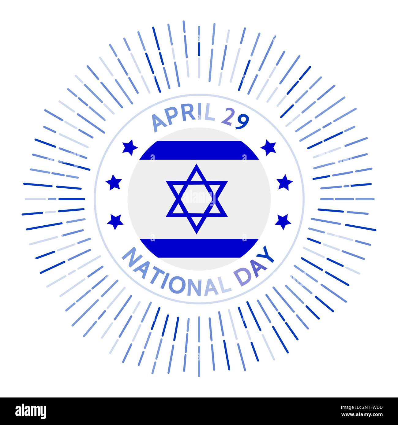 Badge nazionale di Israele. Indipendenza dal mandato britannico per la Palestina. Celebrato il 29 aprile. Illustrazione Vettoriale