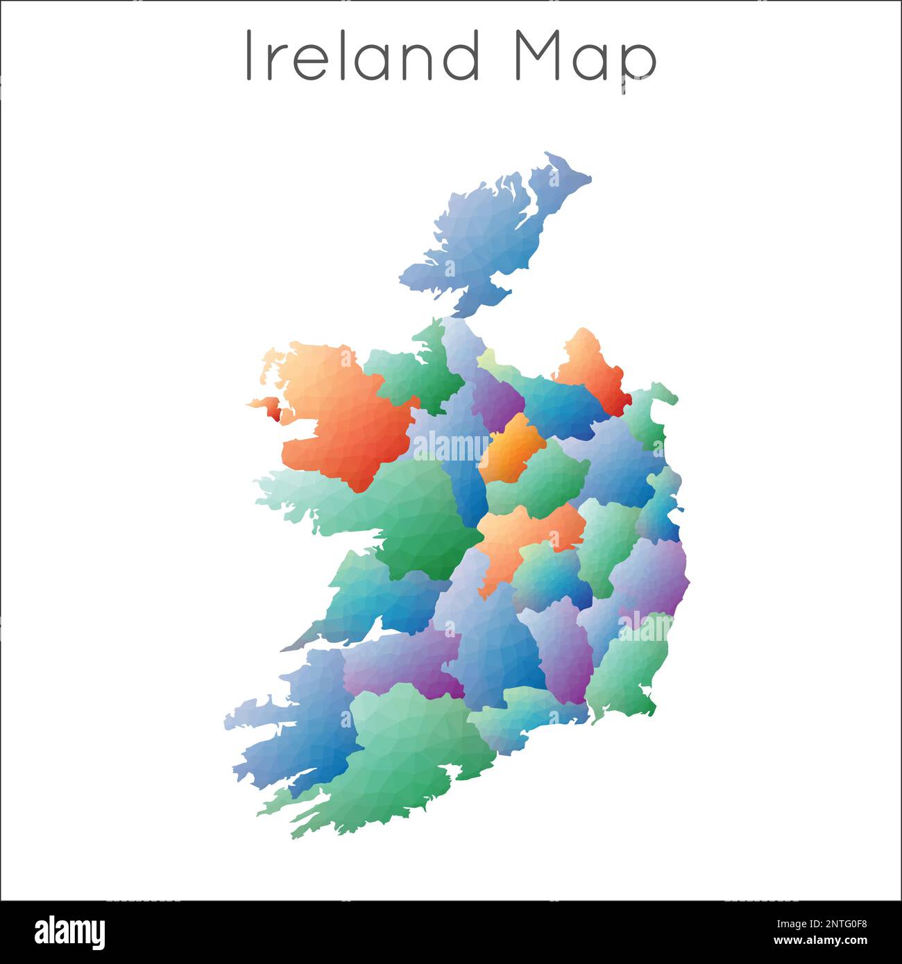 Mappa bassa Poly dell'Irlanda. Irlanda poligonale geometrica, mappa di stile mosaico. Illustrazione Vettoriale