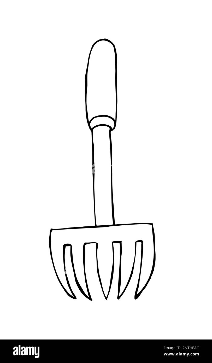 Piccola illustrazione vettoriale del rastrello da giardino Illustrazione Vettoriale