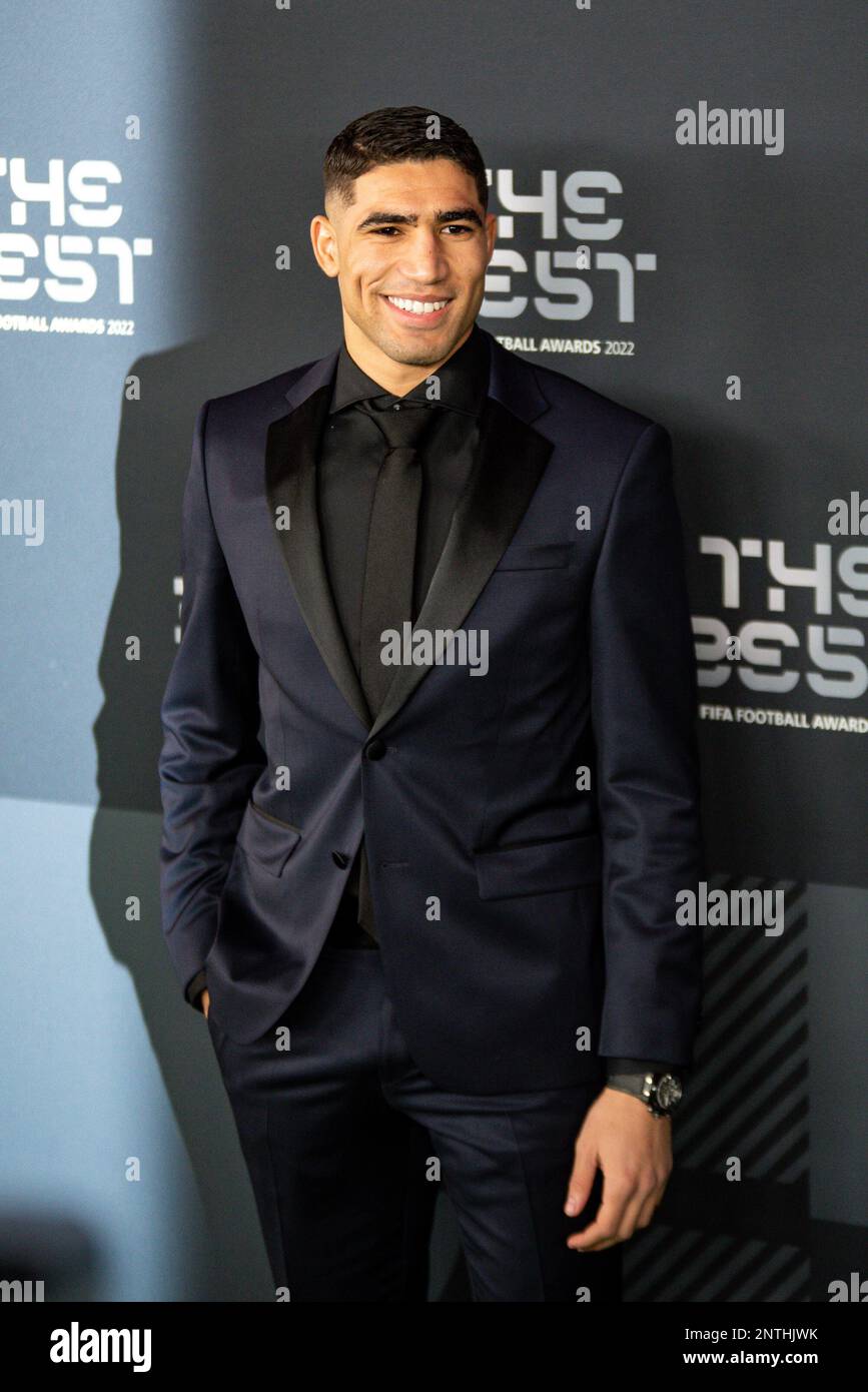 Achraf Hakimi durante i migliori FIFA Football Awards 2022 il 27 febbraio 2023 alla Salle Pleyel di Parigi, Francia - Foto: Melanie Laurent / A2M Sport Consulting / DPPI/LiveMedia Foto Stock