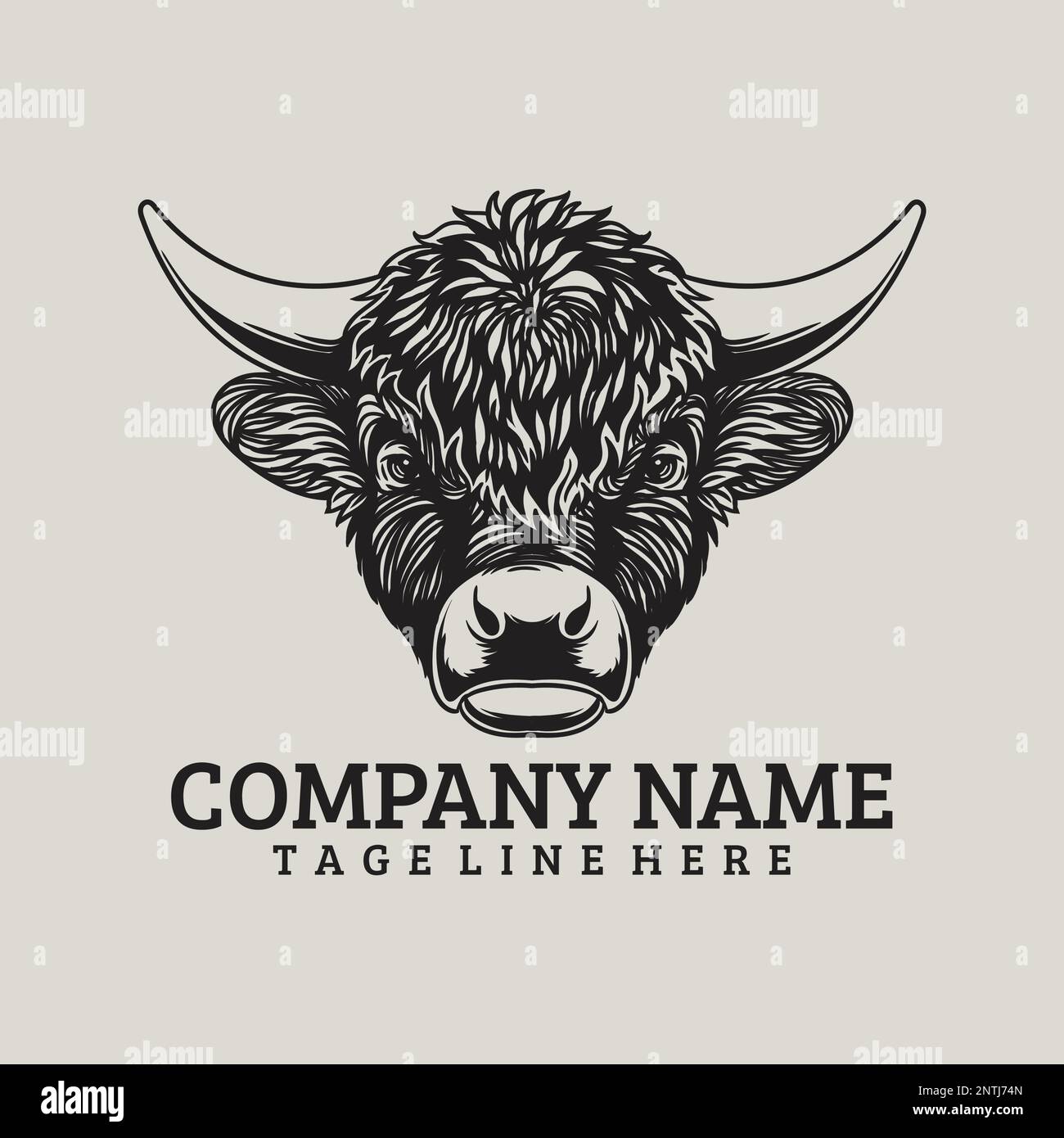 Illustrazione vettoriale del logo vintage della testa di bue per la vostra azienda o marca Illustrazione Vettoriale