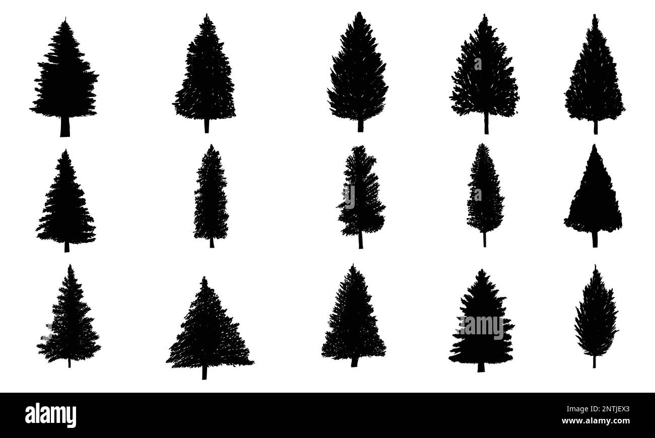 Pino albero silhouette set collezione vettore illustrazione per la vostra azienda o marca Illustrazione Vettoriale