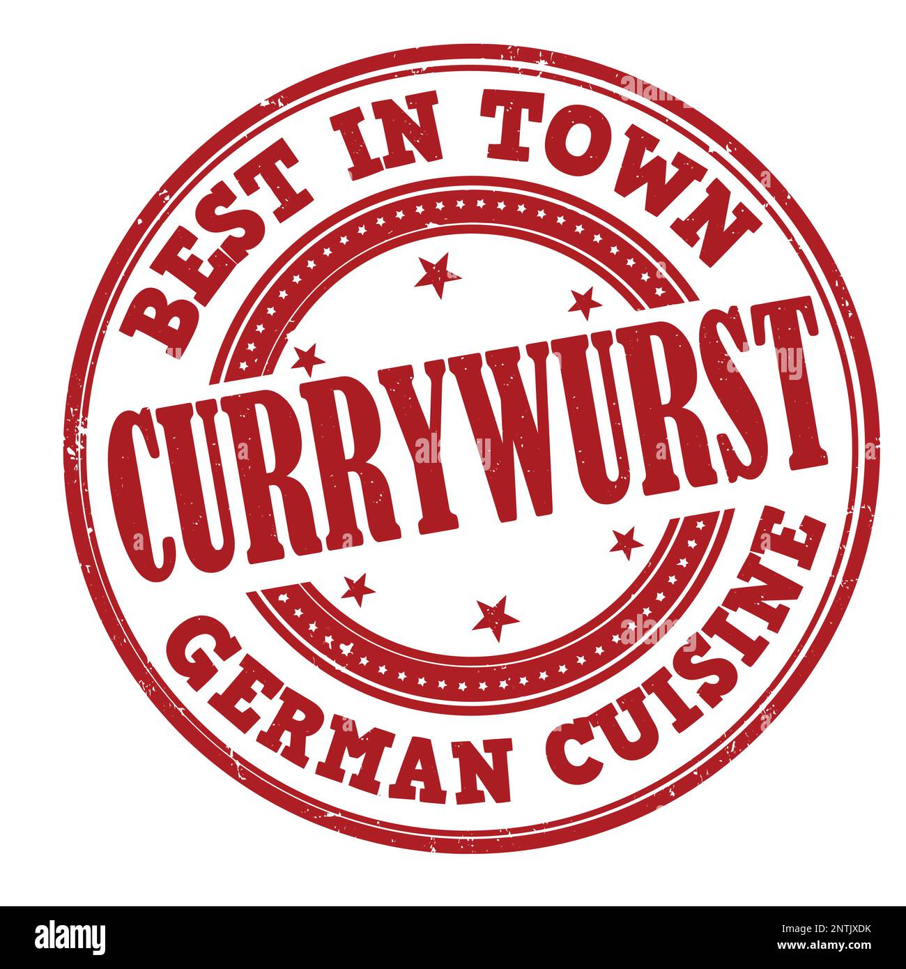 Timbro in gomma a grunge Currywurst su sfondo bianco, illustrazione vettoriale Illustrazione Vettoriale
