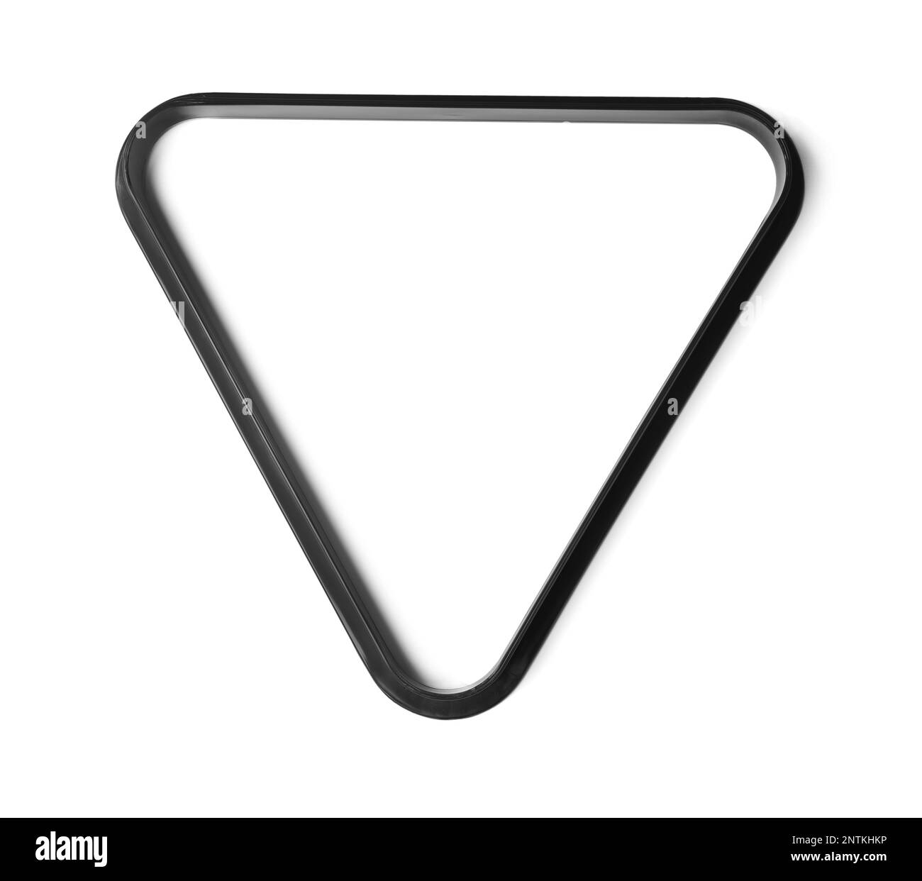 Rack da biliardo in plastica nera isolato su bianco, vista dall'alto Foto Stock