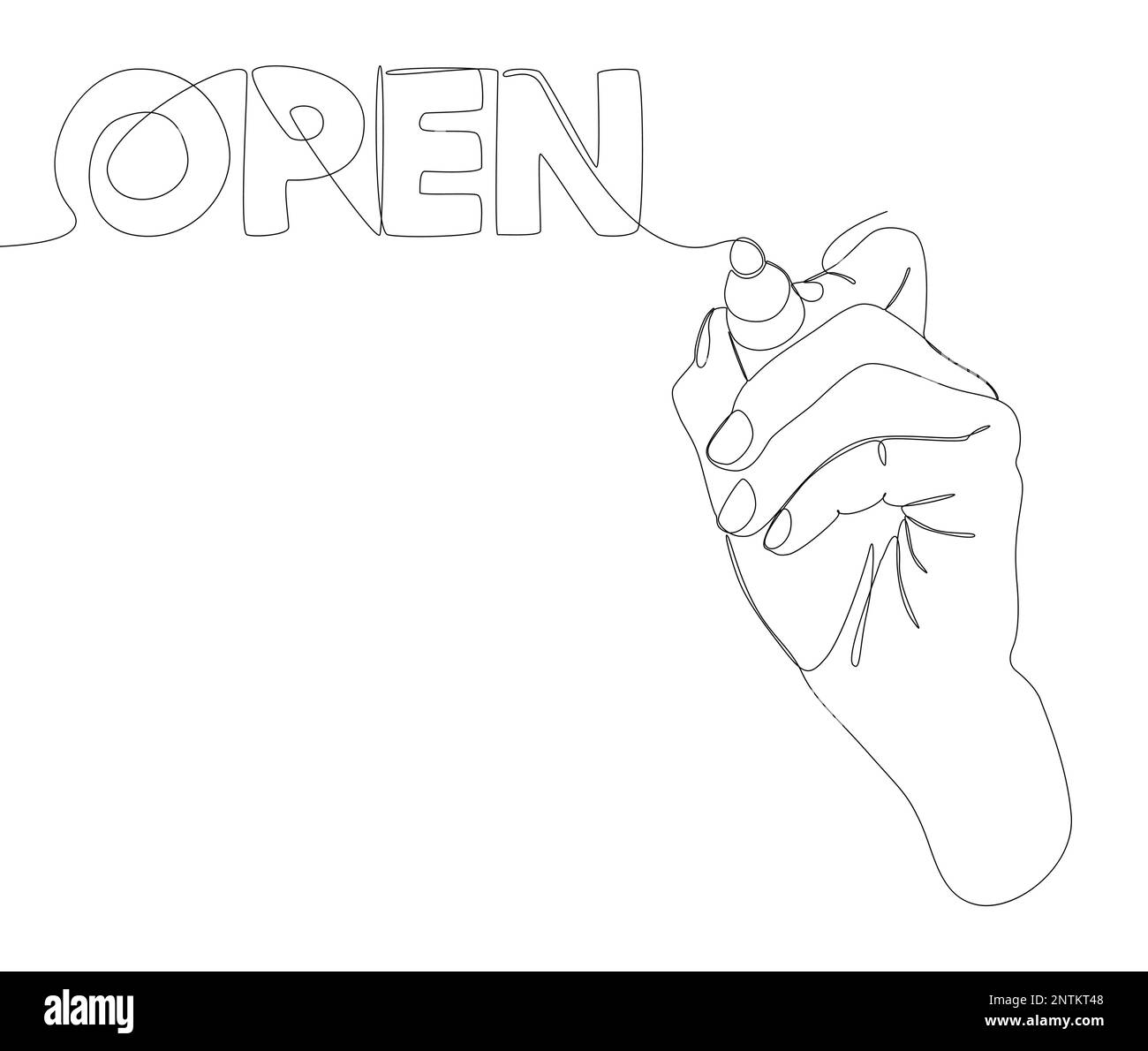 Una linea continua di Open. Concetto di vettore di illustrazione a linea sottile. Disegno di contorno idee creative. Illustrazione Vettoriale