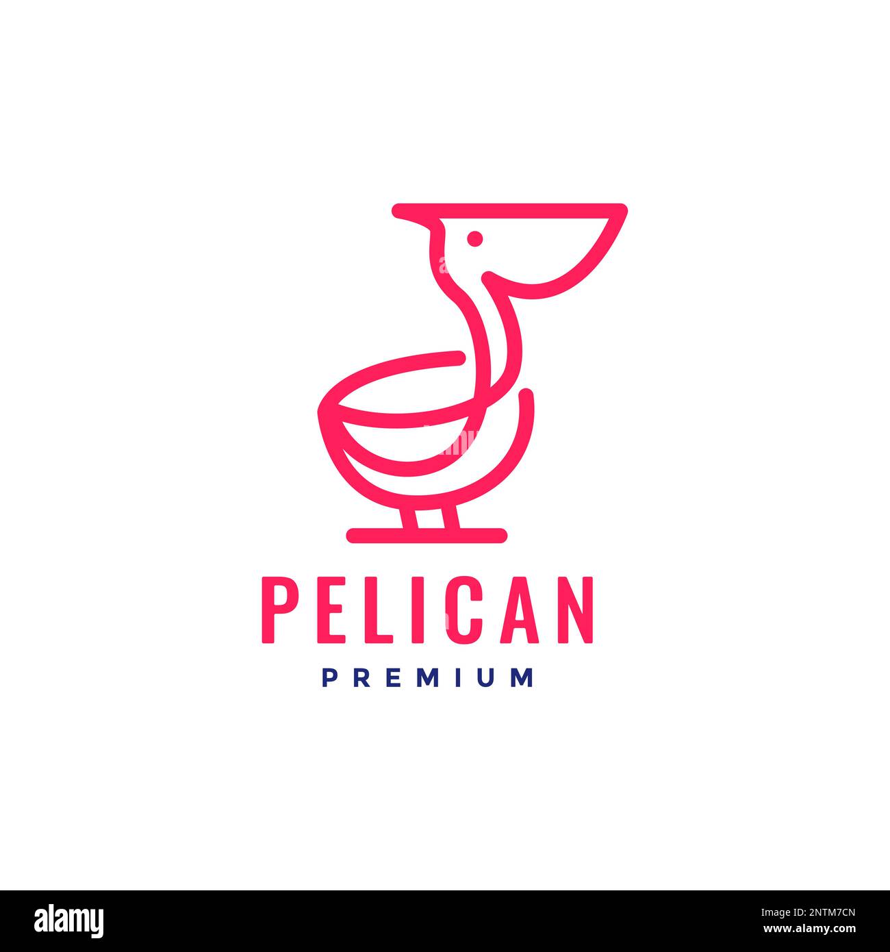 pelican uccello becco piccole linee arte moderno minimalista logo disegno vettoriale icona illustrazione Illustrazione Vettoriale