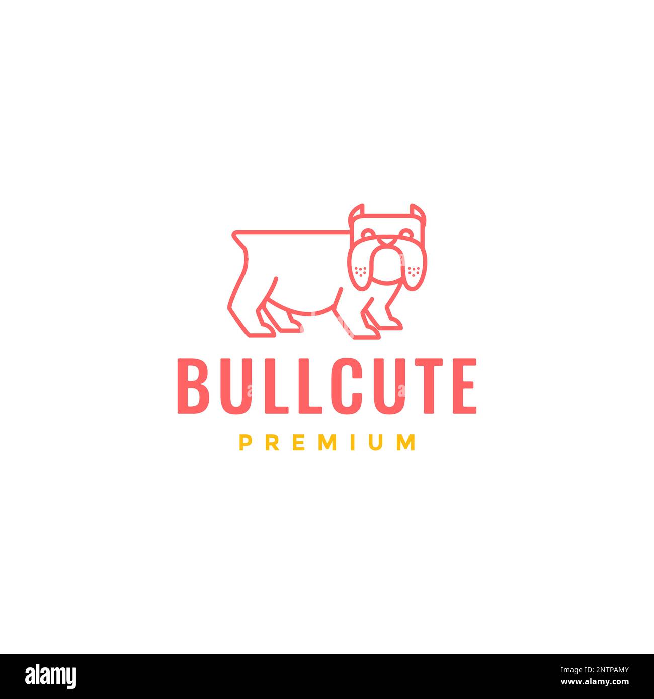 animali domestici amico cane bulldog cute linee arte minimal logo disegno vettoriale icona illustrazione Illustrazione Vettoriale