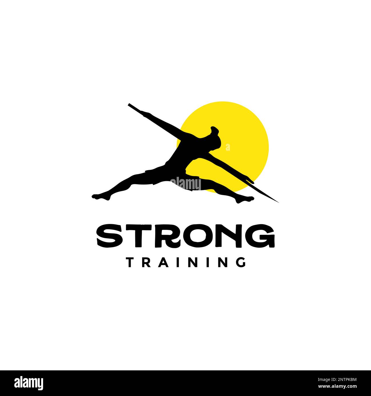 uomo formazione sport cultura jojutsu bastone forte salute logo disegno vettore icona illustrazione Illustrazione Vettoriale