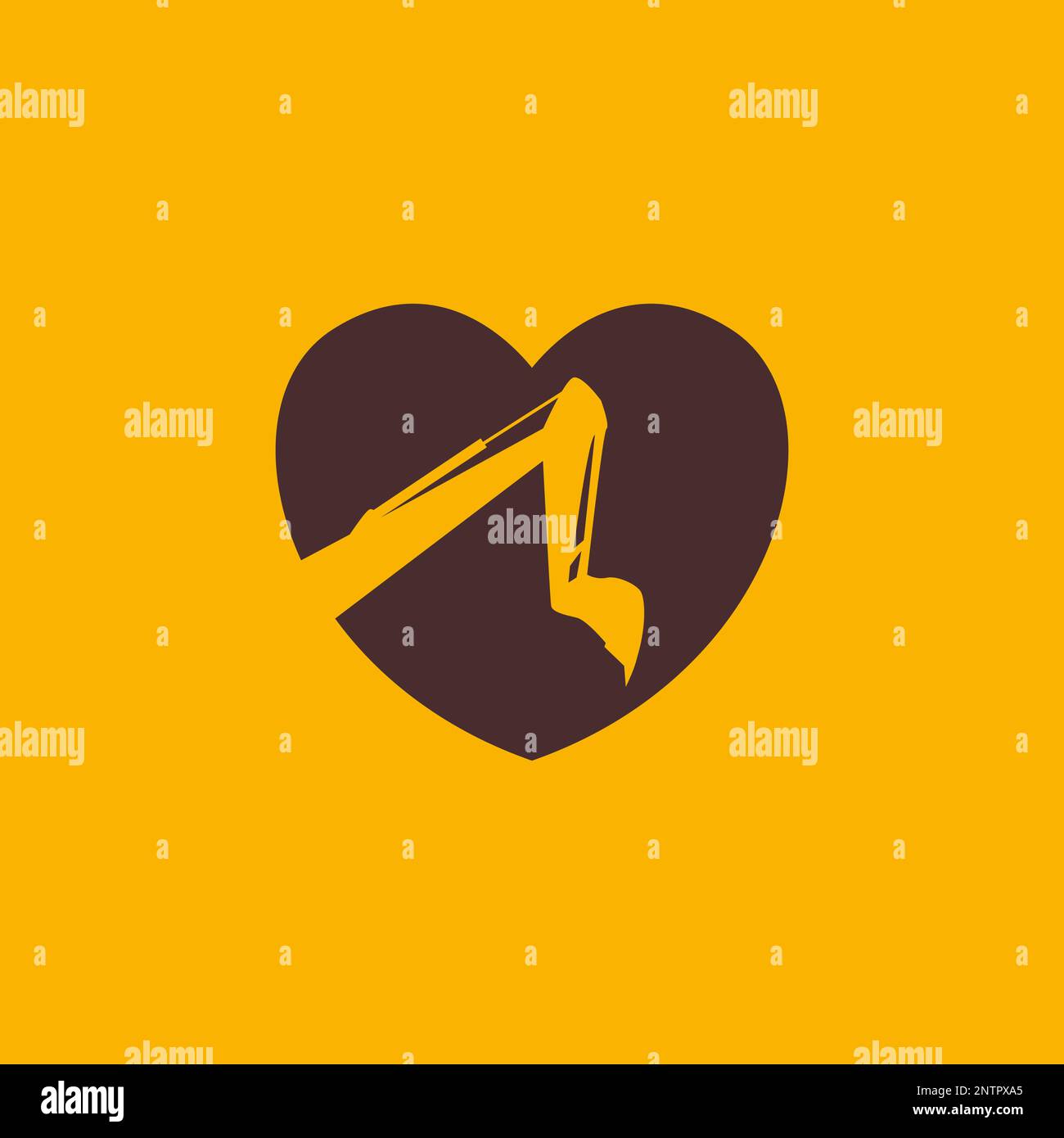 attrezzatura peso escavatore amore cuore semplice logo design icona vettoriale Illustrazione Vettoriale