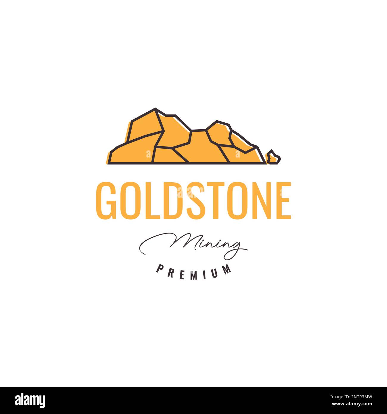 hill pietra oro miniere linea hippster logo disegno vettore icona illustrazione Illustrazione Vettoriale