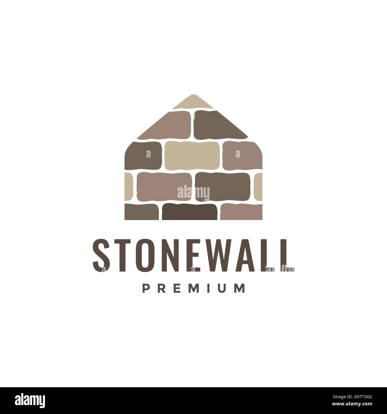 architettura muro pietre casa colorato logo design vettore Illustrazione Vettoriale
