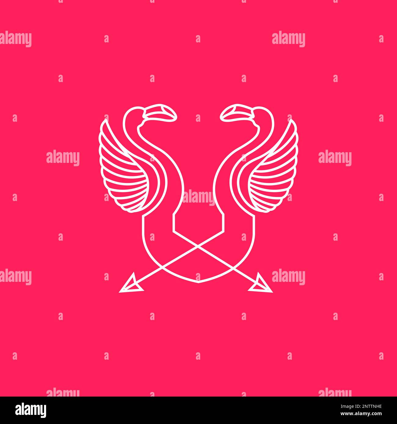 arte uccello flamingo frecce linea moderna minimalista logo design vettoriale Illustrazione Vettoriale
